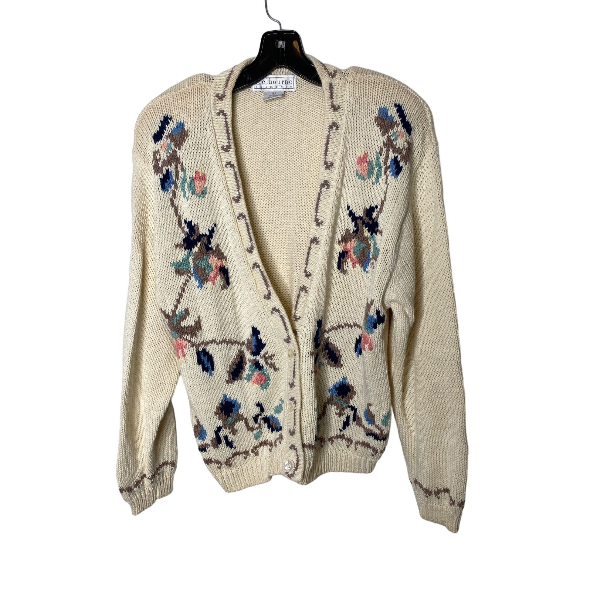 Vintage VINTAGE 80'S MELBOURNE ELEMENTS WOMEN'S HAND-KNIT CARDIGAN S Size L / US 10 / IT 46 - 1 Thumbnail