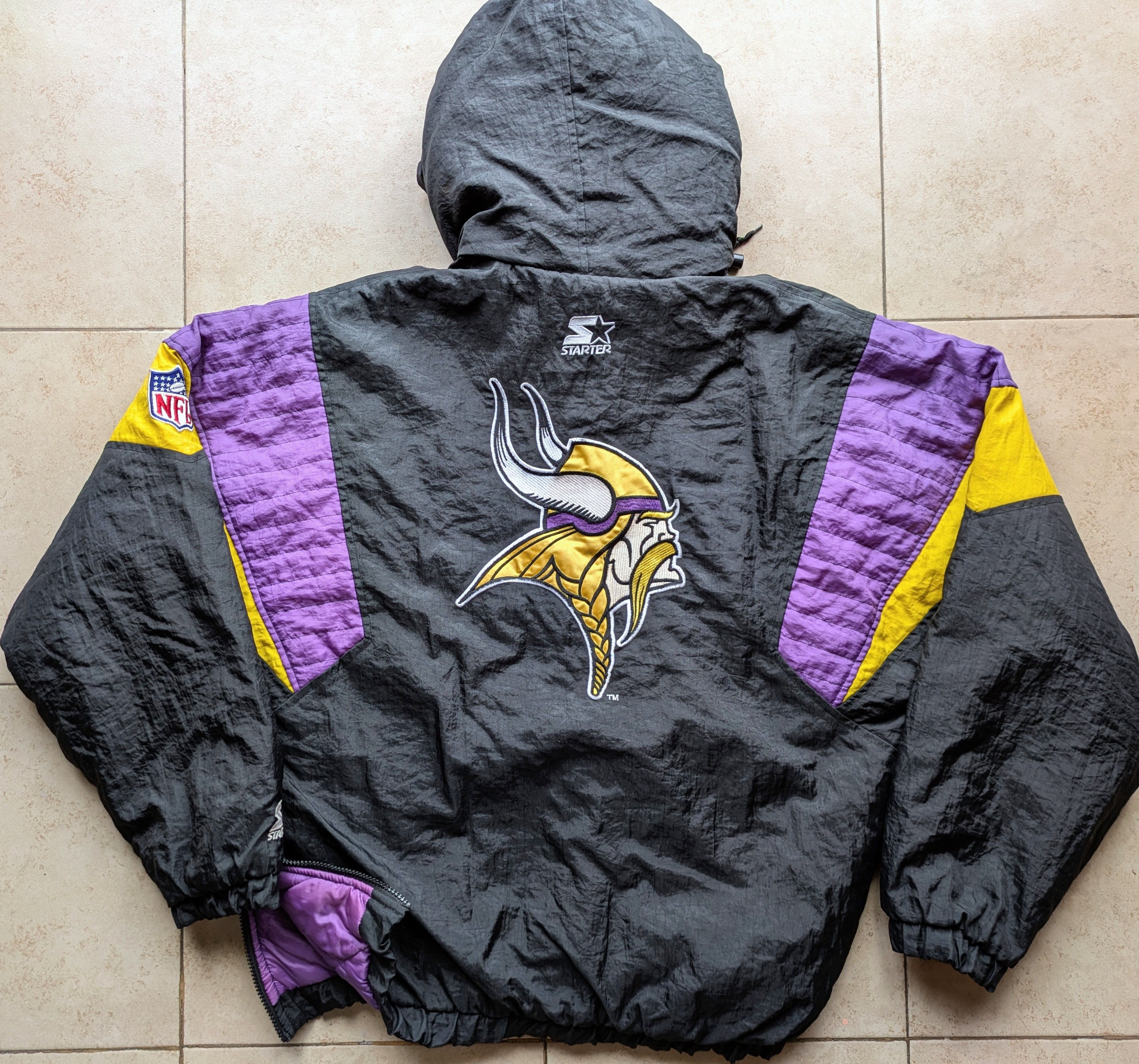 Starter Minnesota Vikings 90s STARTER 1/2 puffer M blk NFL Pro vtg Size US L / EU 52-54 / 3 - 2 Thumbnail