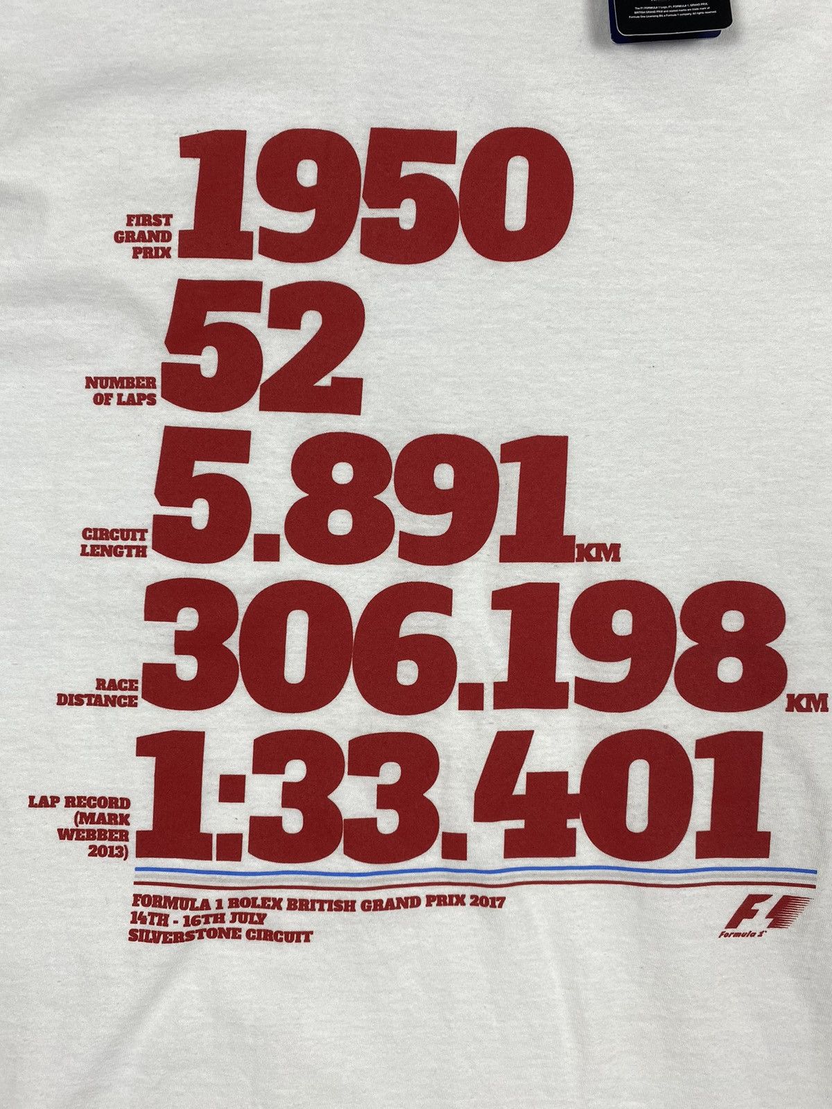 Formula 1 Formula 1 Rolex British Grand Prix 2017 Racing Tee Size US M / EU 48-50 / 2 - 5 Thumbnail