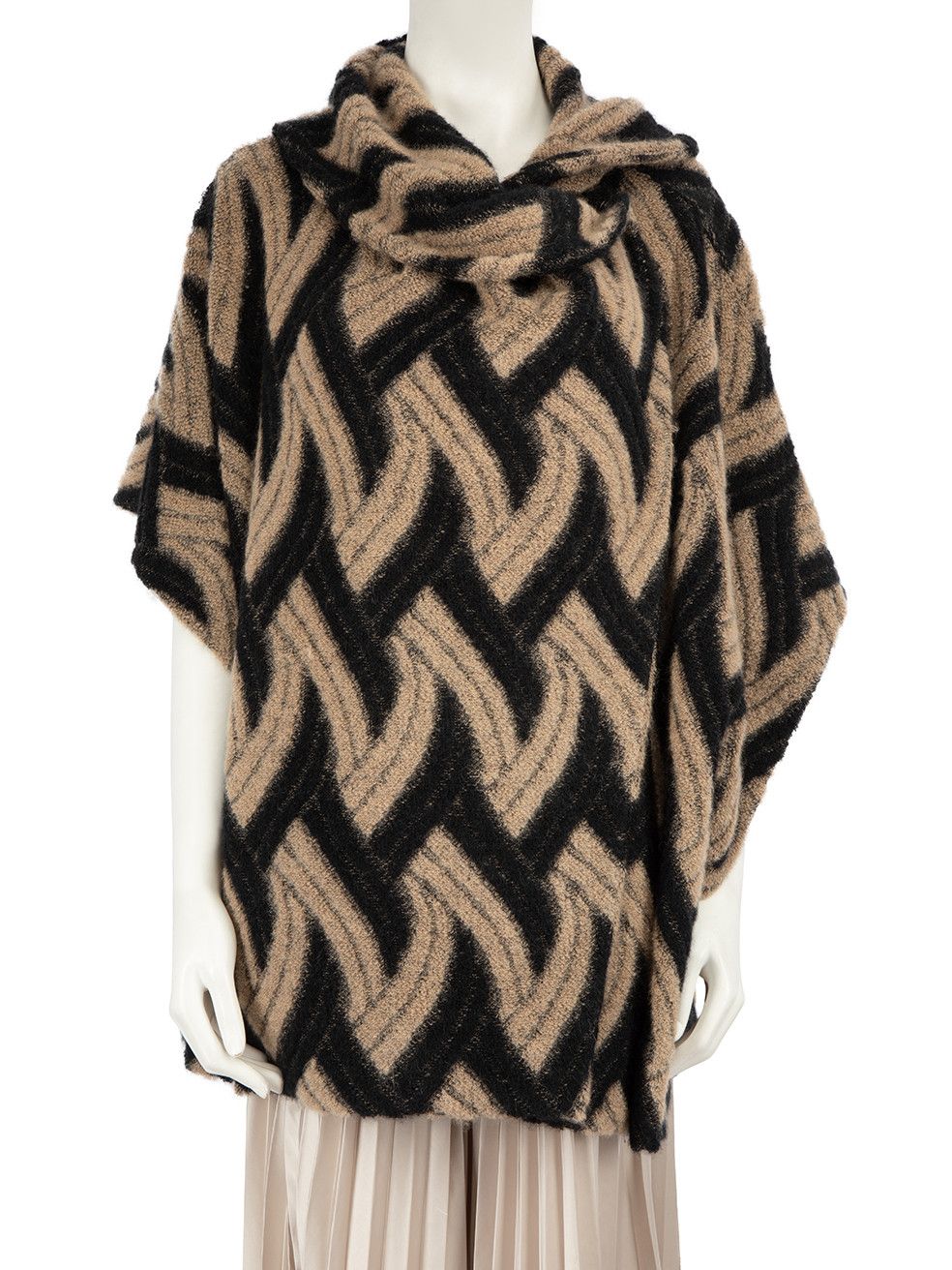 image of Missoni Brown Mohair Zigzag Cape Sleeve Knit, Women's (Size Small)