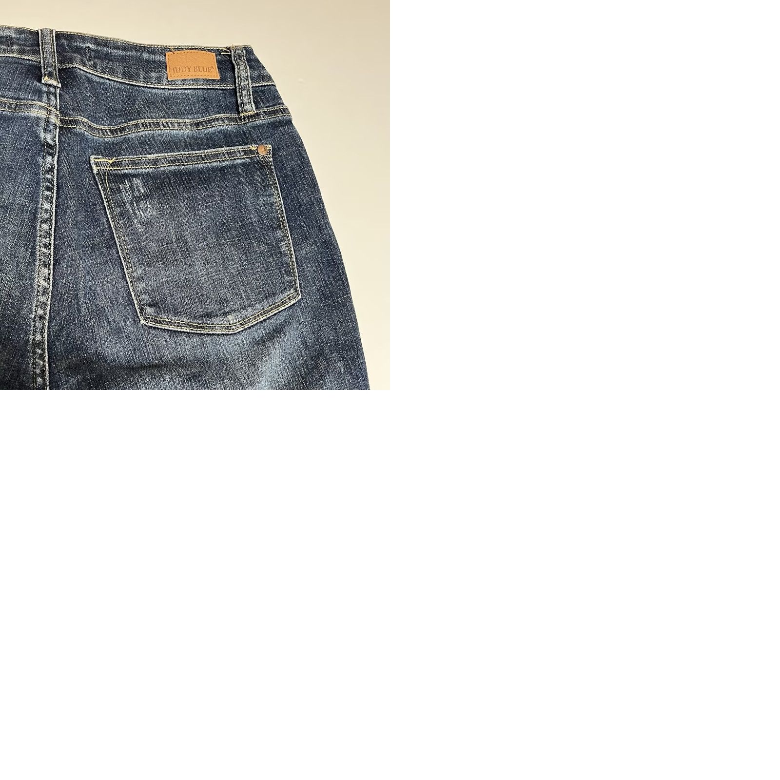 Denime Judy Blue Jeans Womens Capri Regular Stretch Distressed Blue 27x21 5-Pocket Denim High Rise Capris Size 27" / US 4 / IT 40 - 9 Thumbnail