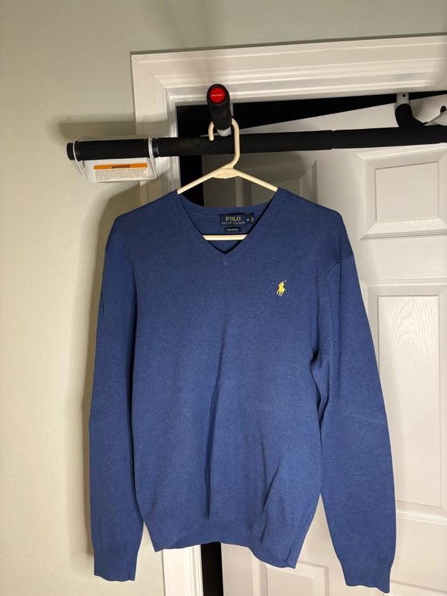Polo Ralph Lauren Polo Ralph Lauren Men's V-Neck Sweater Blue Knit Pima Cotton Size US M / EU 48-50 / 2 - 1 Thumbnail