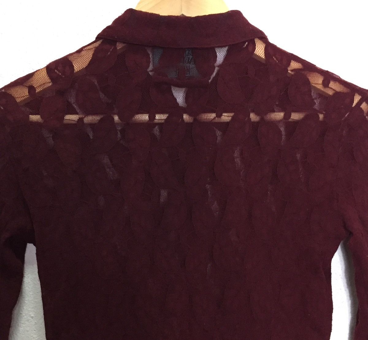 Jean Paul Gaultier Vintage 90s Jean Paul Gaultier Maille Fuzzi Maroon Lace Mesh Size S / US 4 / IT 40 - 8 Thumbnail
