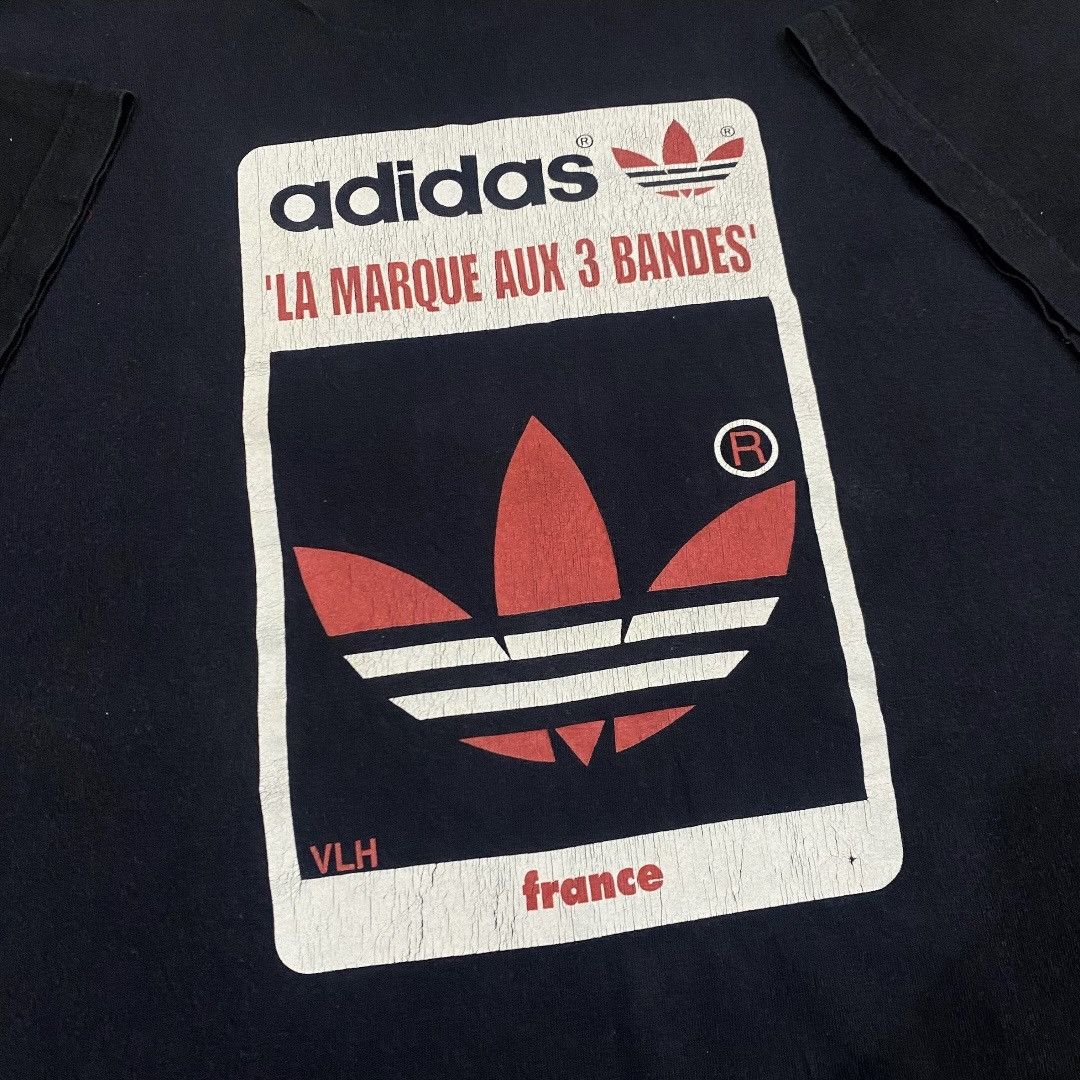 Adidas Vintage 90s Adidas France Trefoil Tshirt Size US L / EU 52-54 / 3 - 3 Thumbnail