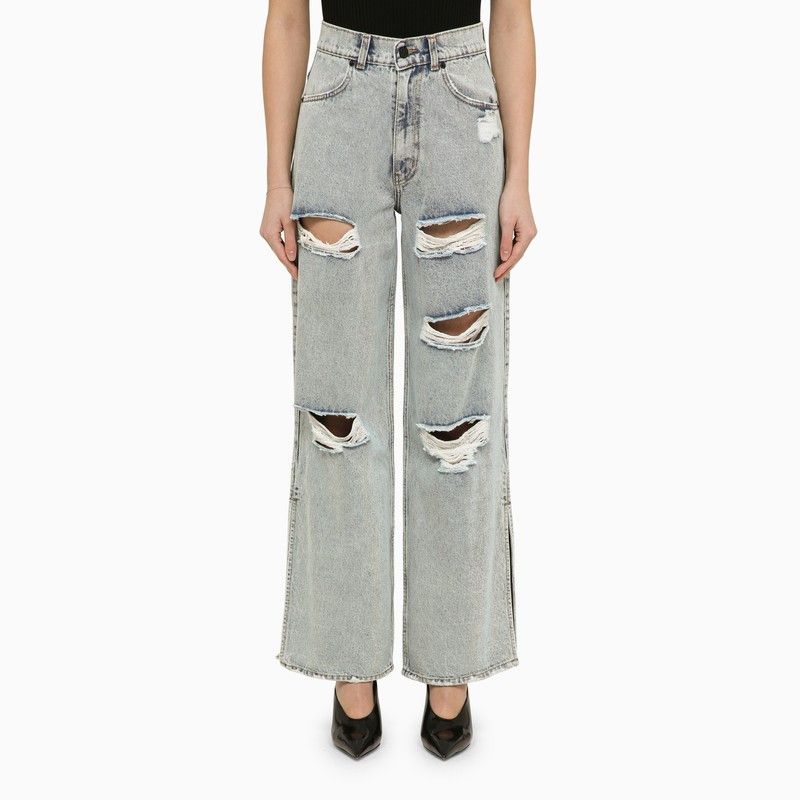 image of The Mannei Lathi Blue Wide Denim Jeans With Wear, Women's (Size 26)