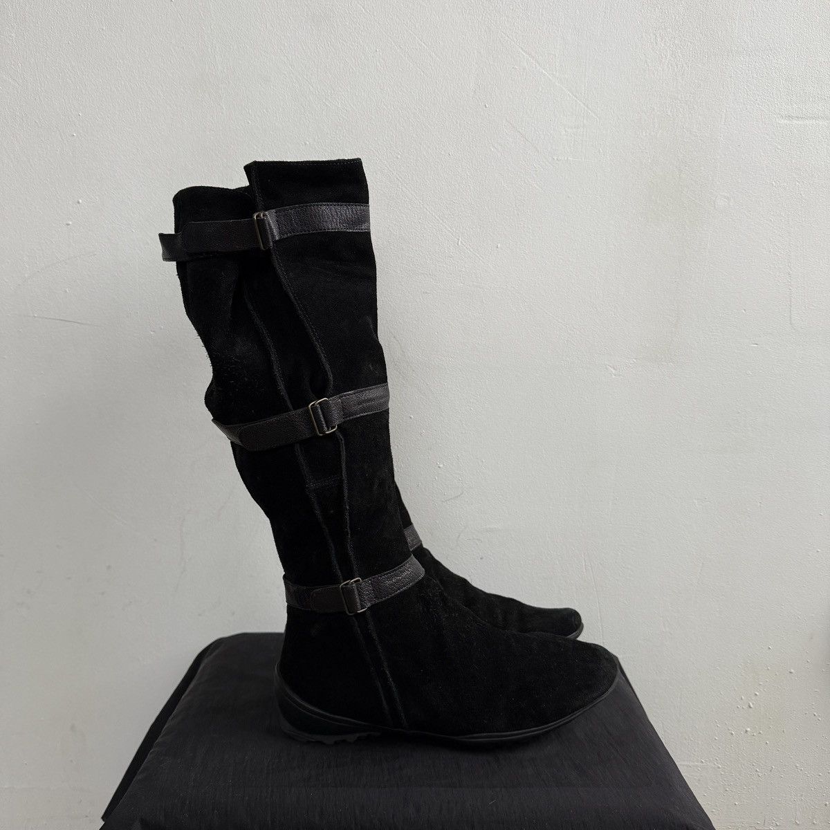 Vintage Suede Black Knee High Boots