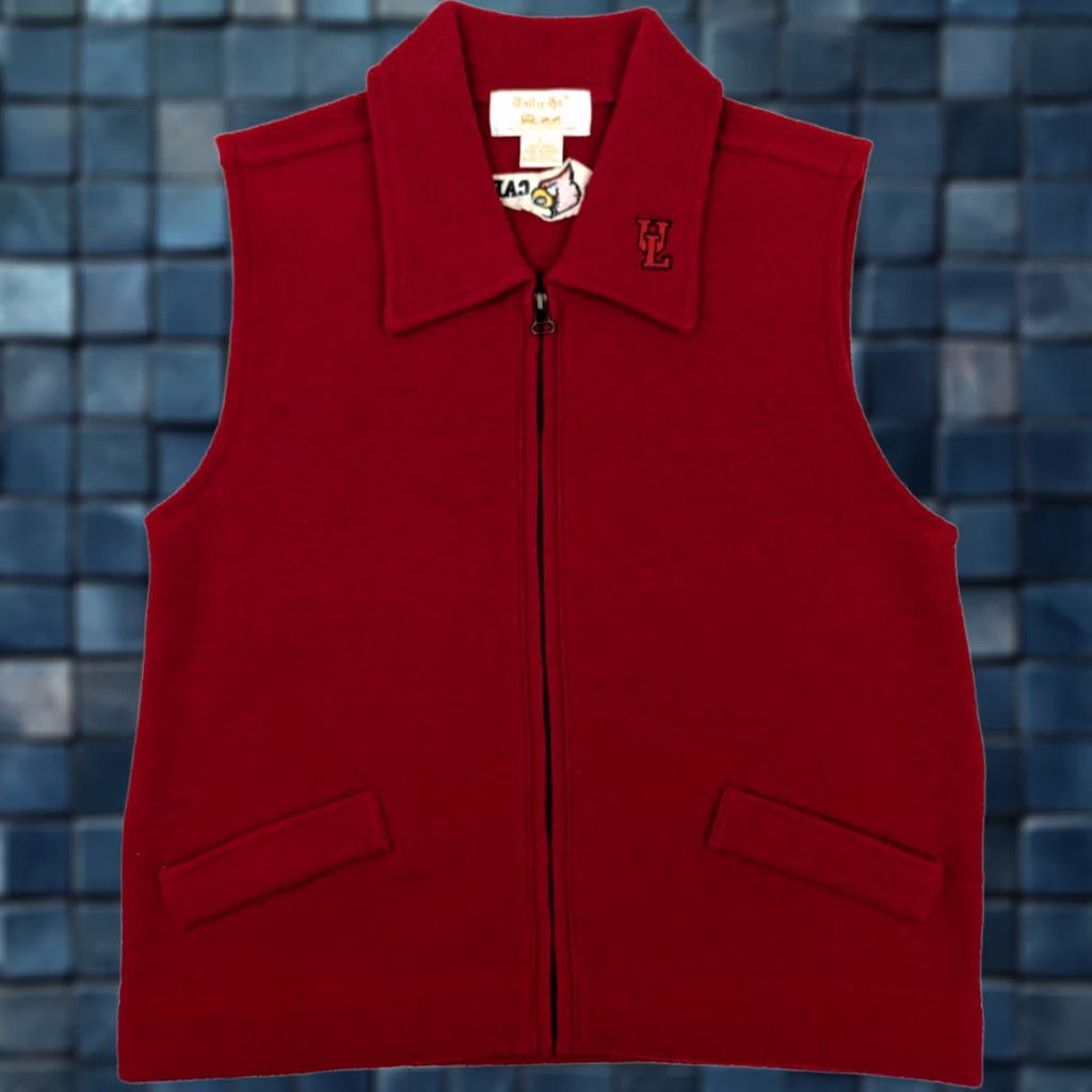 Vintage VINTAGE Tally-Ho 100% Wool Red Sweater Vest Women L University of Louisville Embroidery Size L / US 10 / IT 46 - 1 Thumbnail