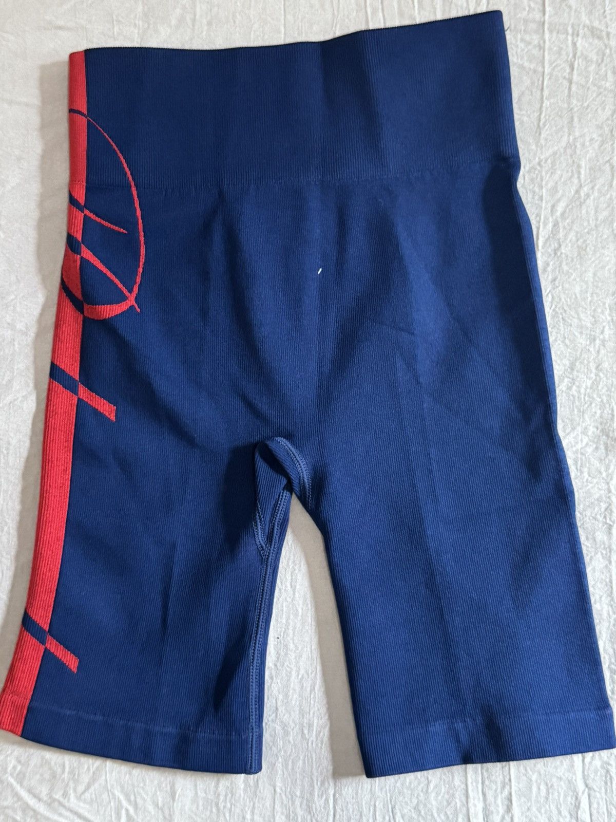 Rhude Rhude Womens Medium Blue Biker shorts, Red Graphic Logo Size 34" / US 12 / IT 48 - 1 Thumbnail