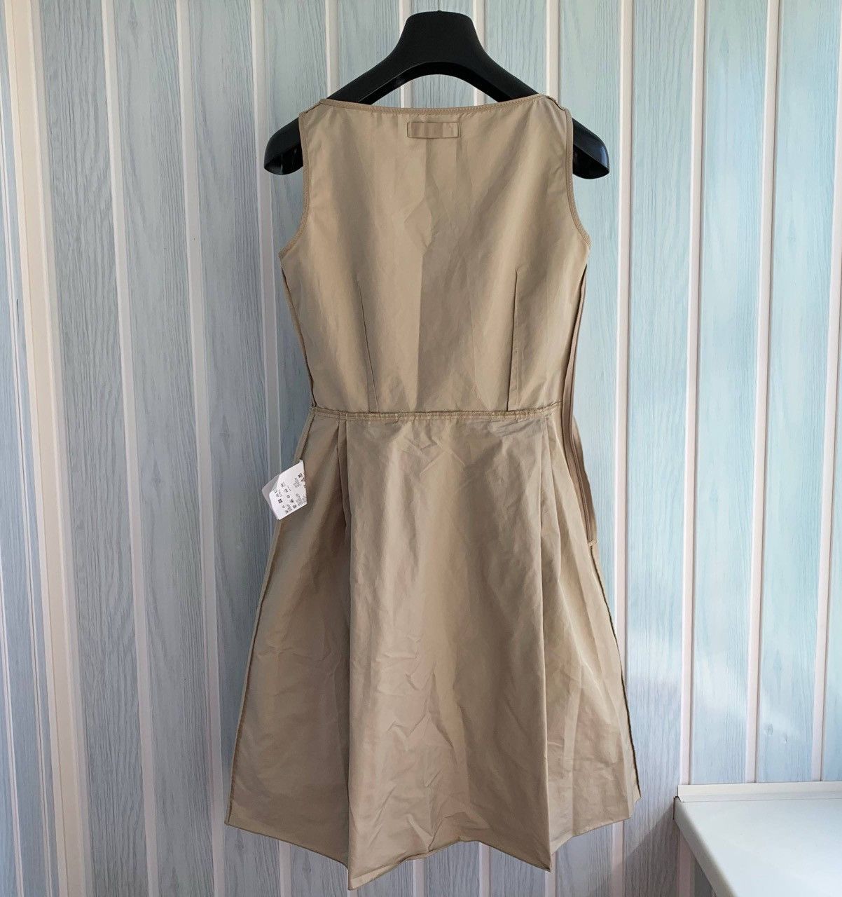 Prada Prada Beige Polyester Zip Pleated Sleeveless Fit Flare Dress Size S / US 4 / IT 40 - 4 Thumbnail