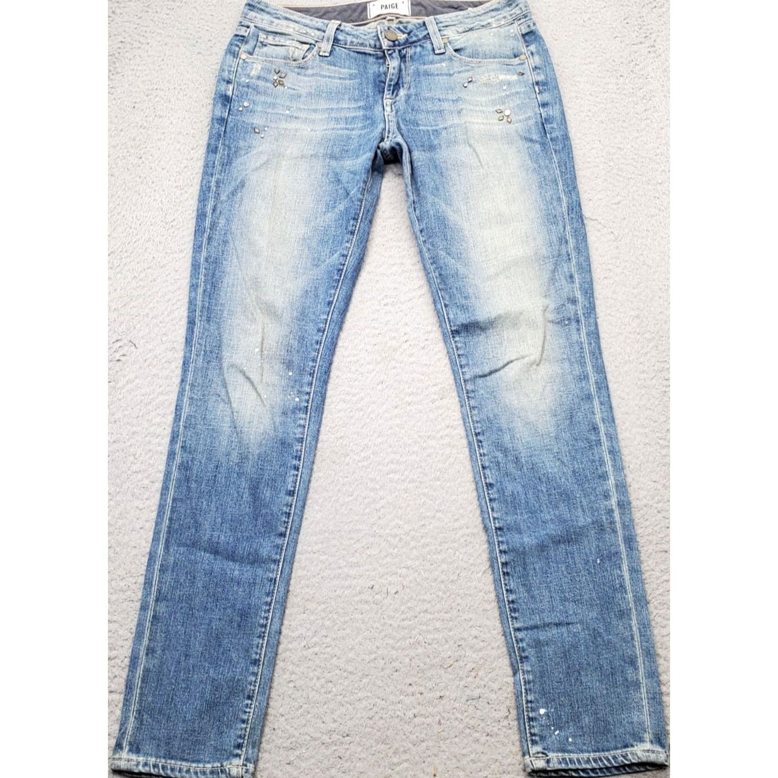 Paige Paige Skyline Ankle Peg Jeans Women Size 26 Denim 5-Pocket Studded Blue Jeans Size 26" / US 2 / IT 38 - 2 Thumbnail
