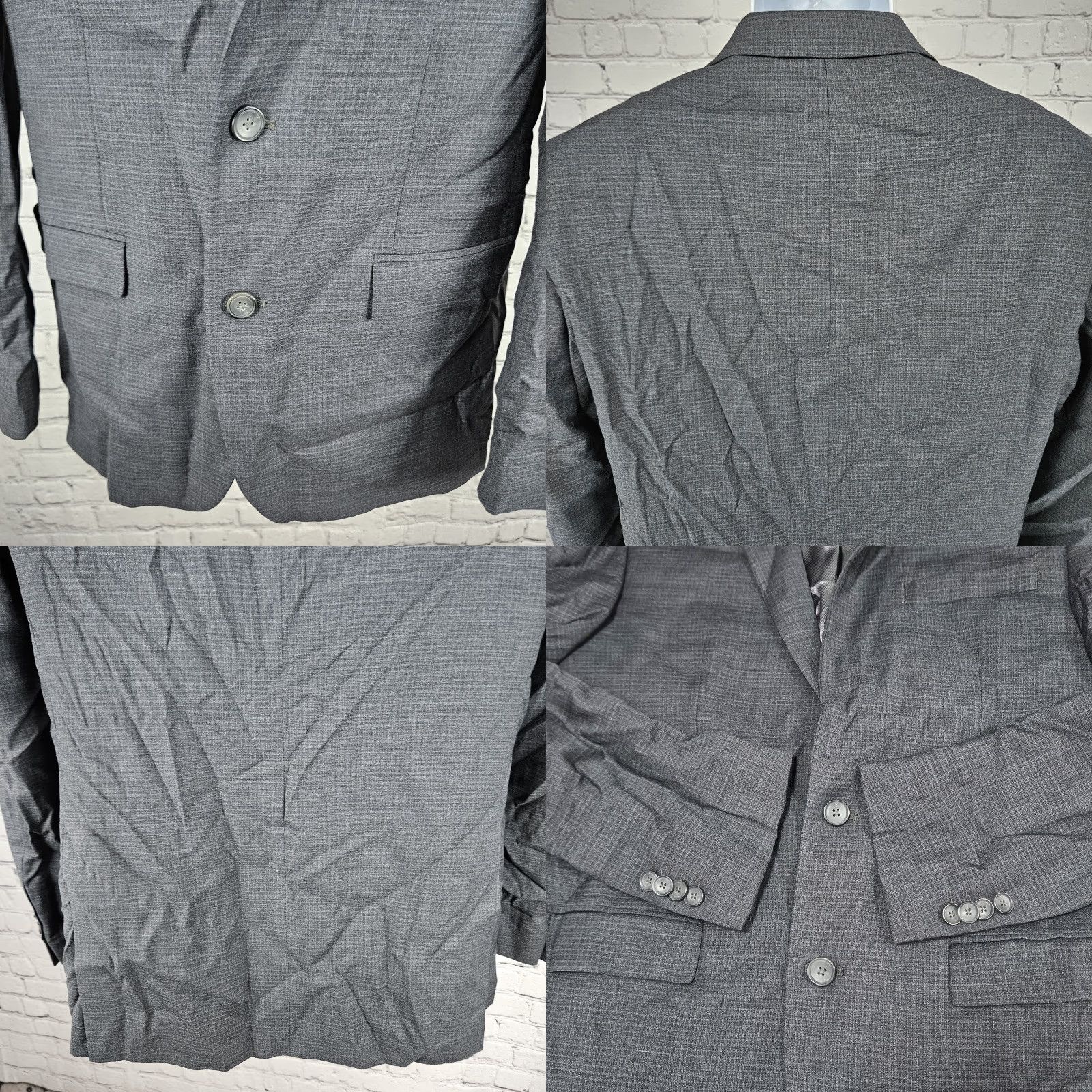 Kenneth Cole VINTAGE Awearness Kenneth Cole Grey Wool Blend Extreme Slim Fit Blazer Sport Coat 40L Size 40R - 9 Thumbnail