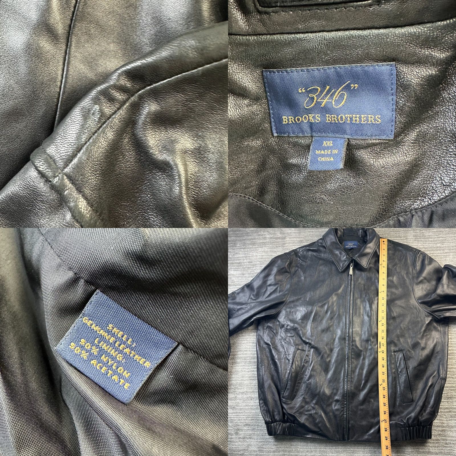 Brooks Brothers Brooks Brothers Jacket Mens 2XL Black Leather Full Zip Bomber Hoodie? Size US XXL / EU 58 / 5 - 8 Thumbnail