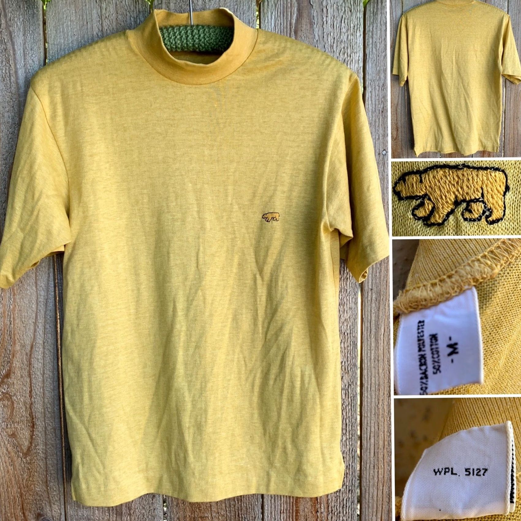 Vintage VINTAGE WPL 5127 High Neck T-Shirt Polar Bear Logo M Men Gold Short Sleeve Rockabilly Polycotton Basic Tee Size US M / EU 48-50 / 2 - 4 Thumbnail
