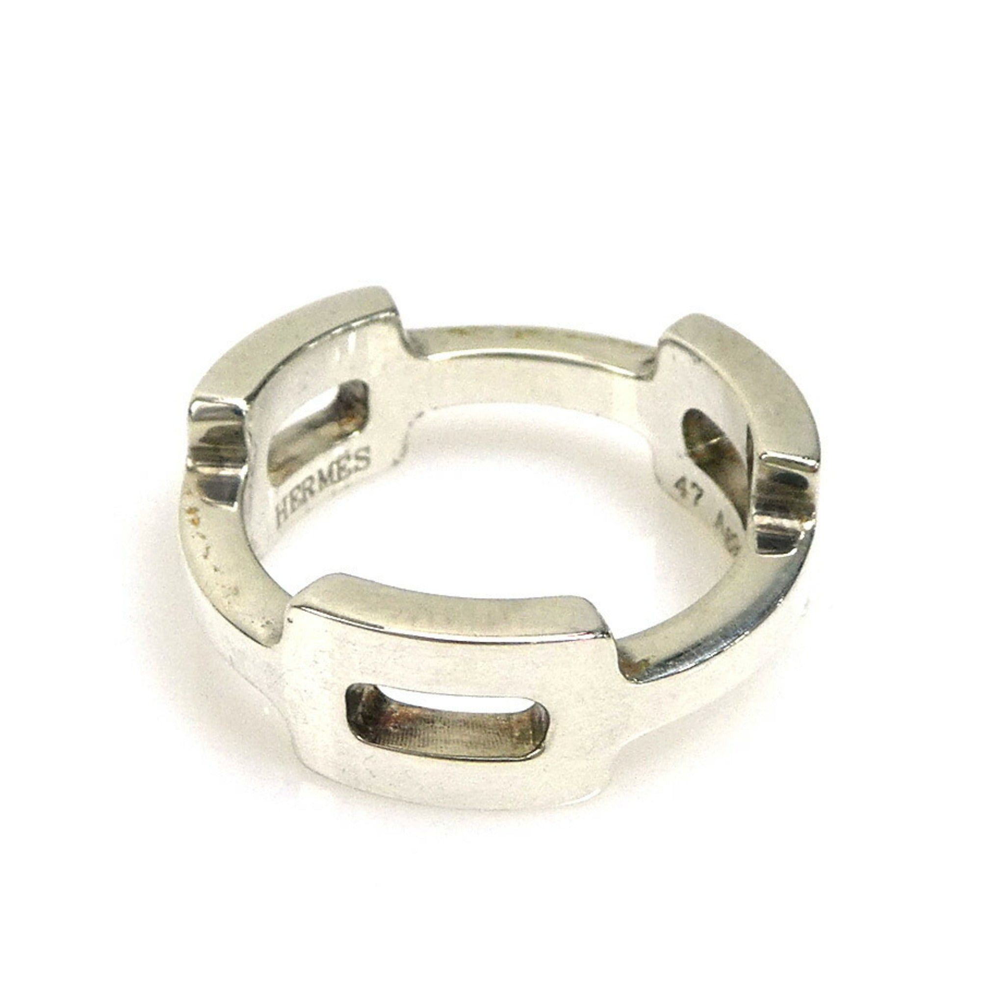 image of Hermes Ring Hercules Silver 925 Ladies No. 7 in Black, Women's