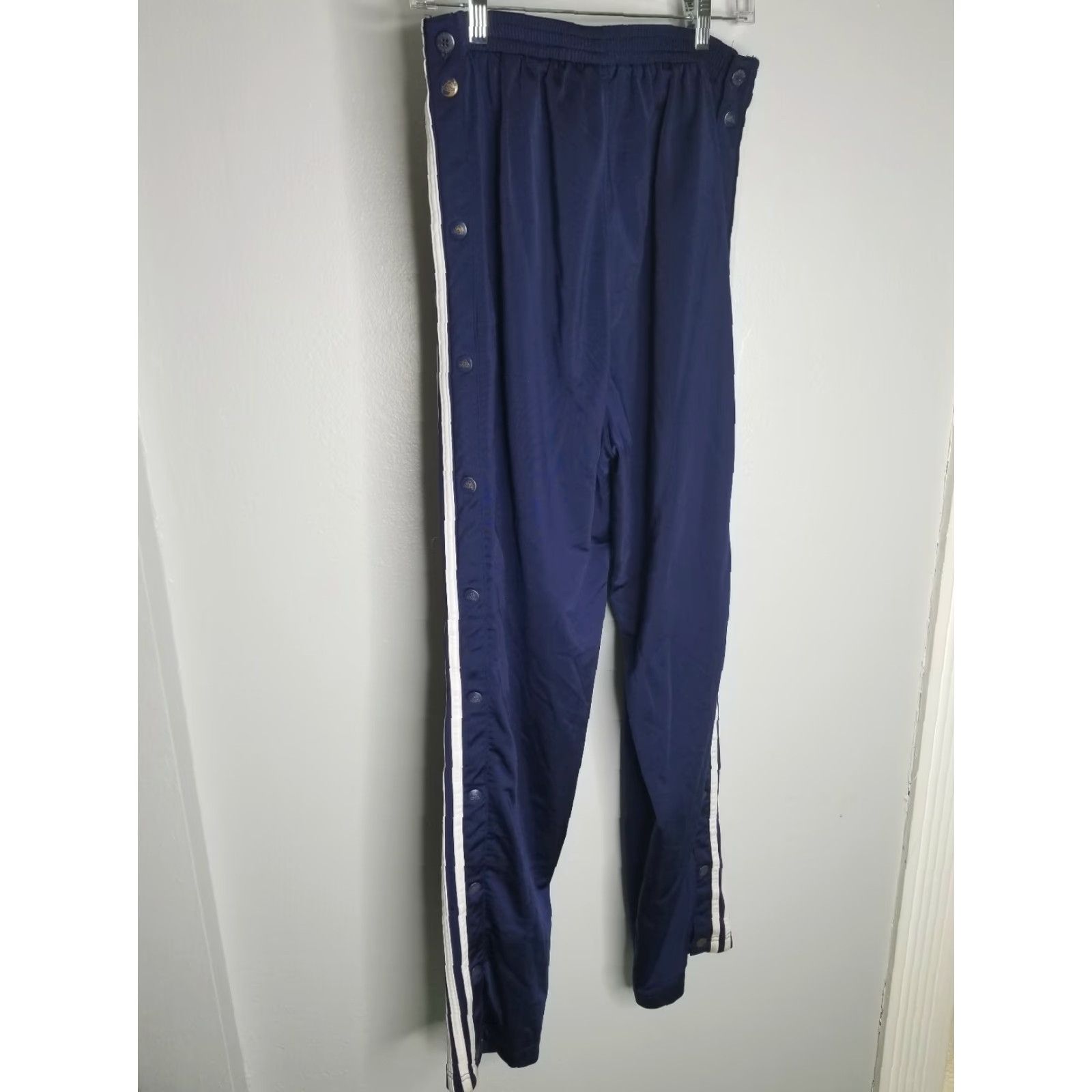 Adidas VINTAGE Adidas Tear Away Pants Mens M 90's Striped Blue Polyester Button Loose Fit Activewear Size US 31 - 4 Thumbnail