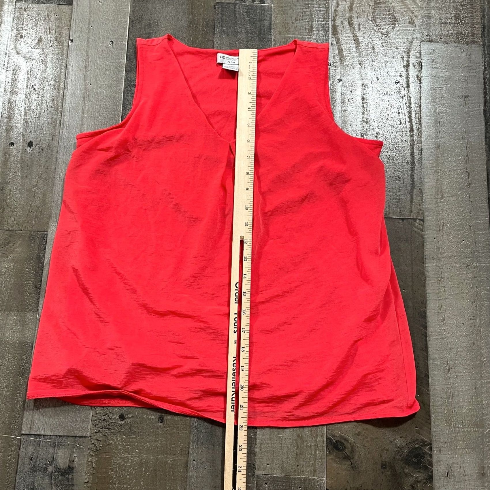 Liz Claiborne Liz Claiborne Tank Womens Red Pleated V-Neck Sleeveless Casual Lined PM Petites Size M / US 6-8 / IT 42-44 - 4 Thumbnail