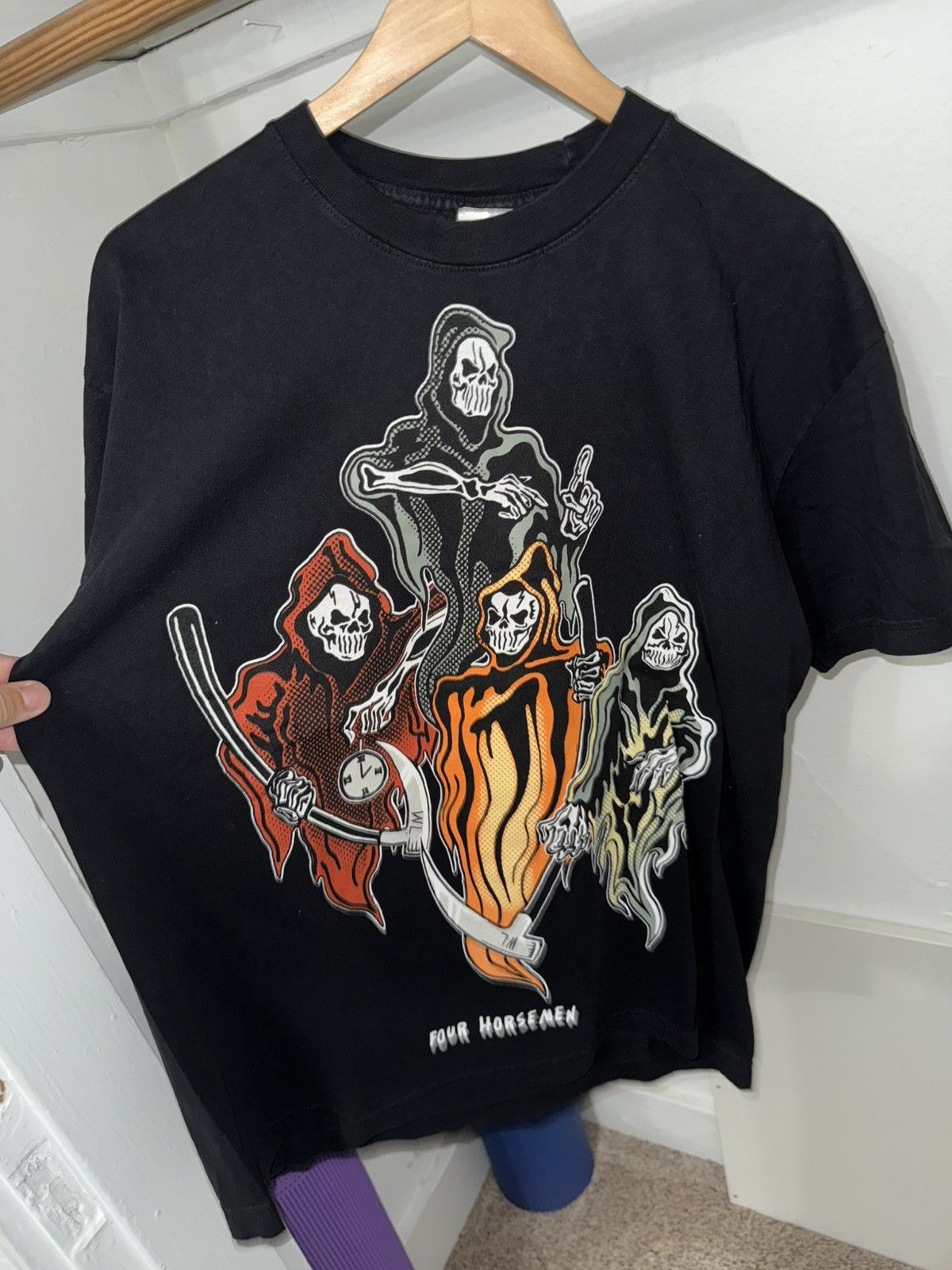 WARREN LOTAS BLACK SHIRT FOUR HORSEMEN HALLOWEEN
