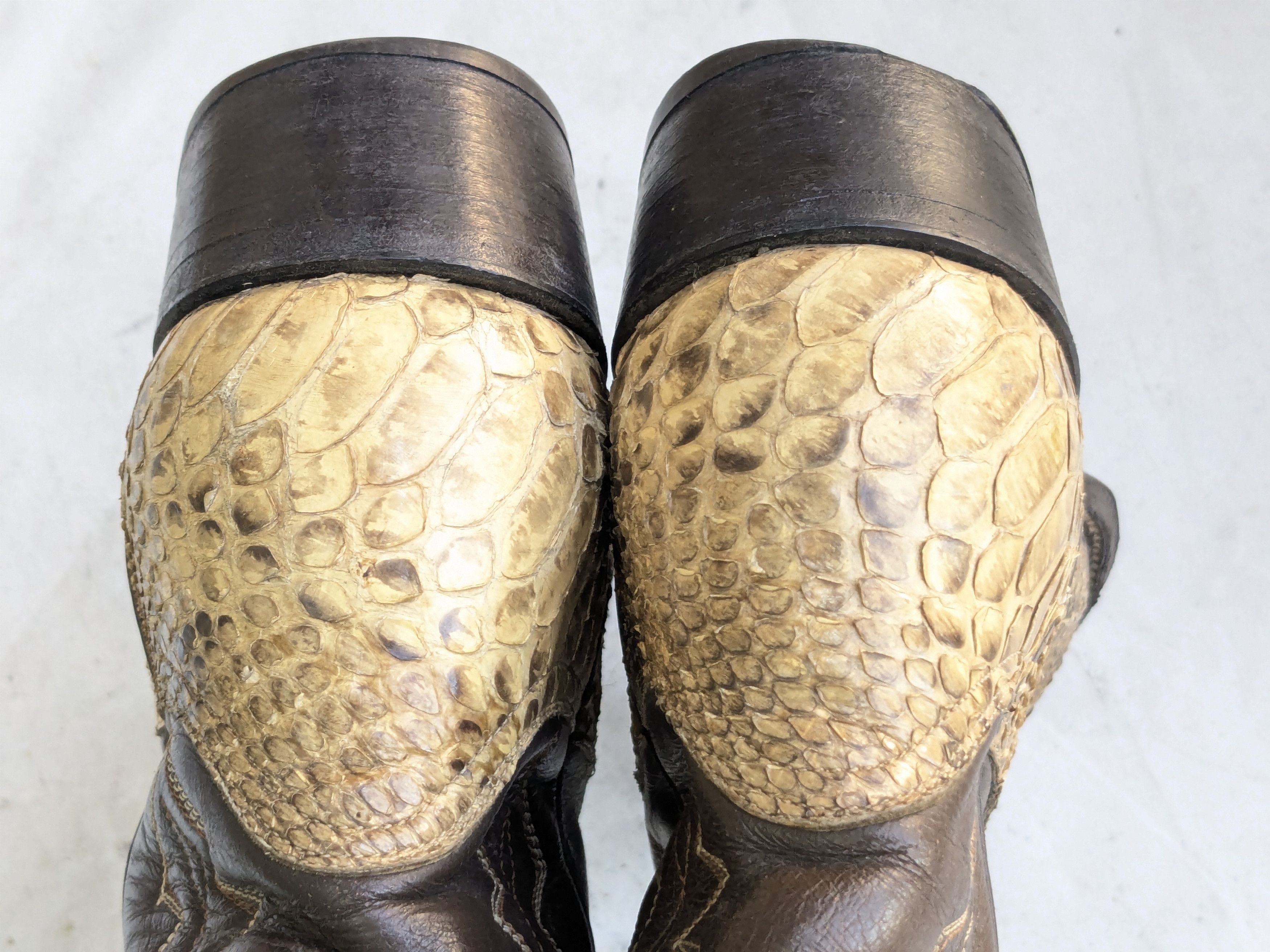 Vintage Renegade Cowboy Boots Python Brown Leather Botas USA 12 Size US 12 / EU 45 - 11 Thumbnail