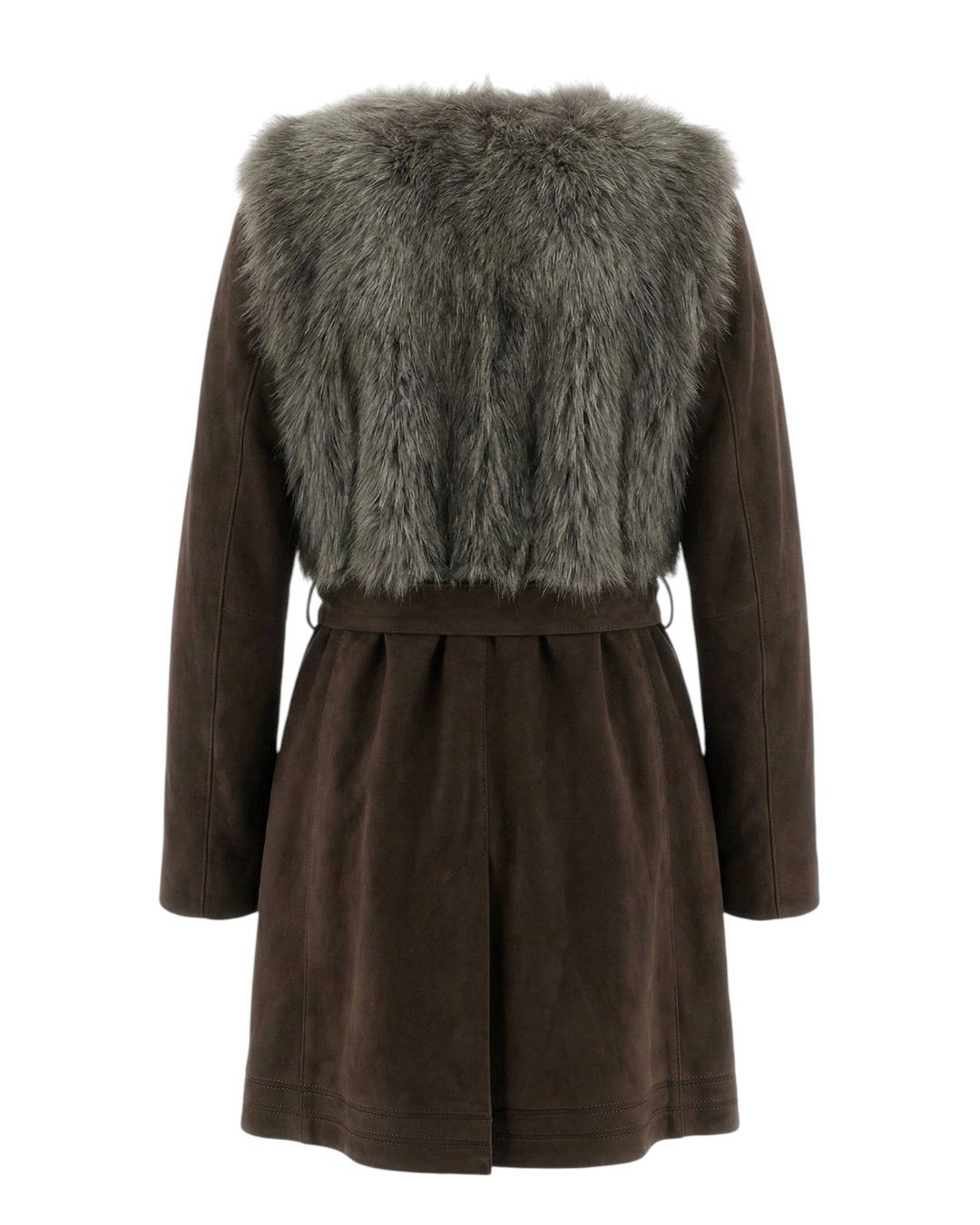 Roberto Cavalli FOX FUR BELTED LEATHER COAT Size M / US 6-8 / IT 42-44 - 2 Thumbnail