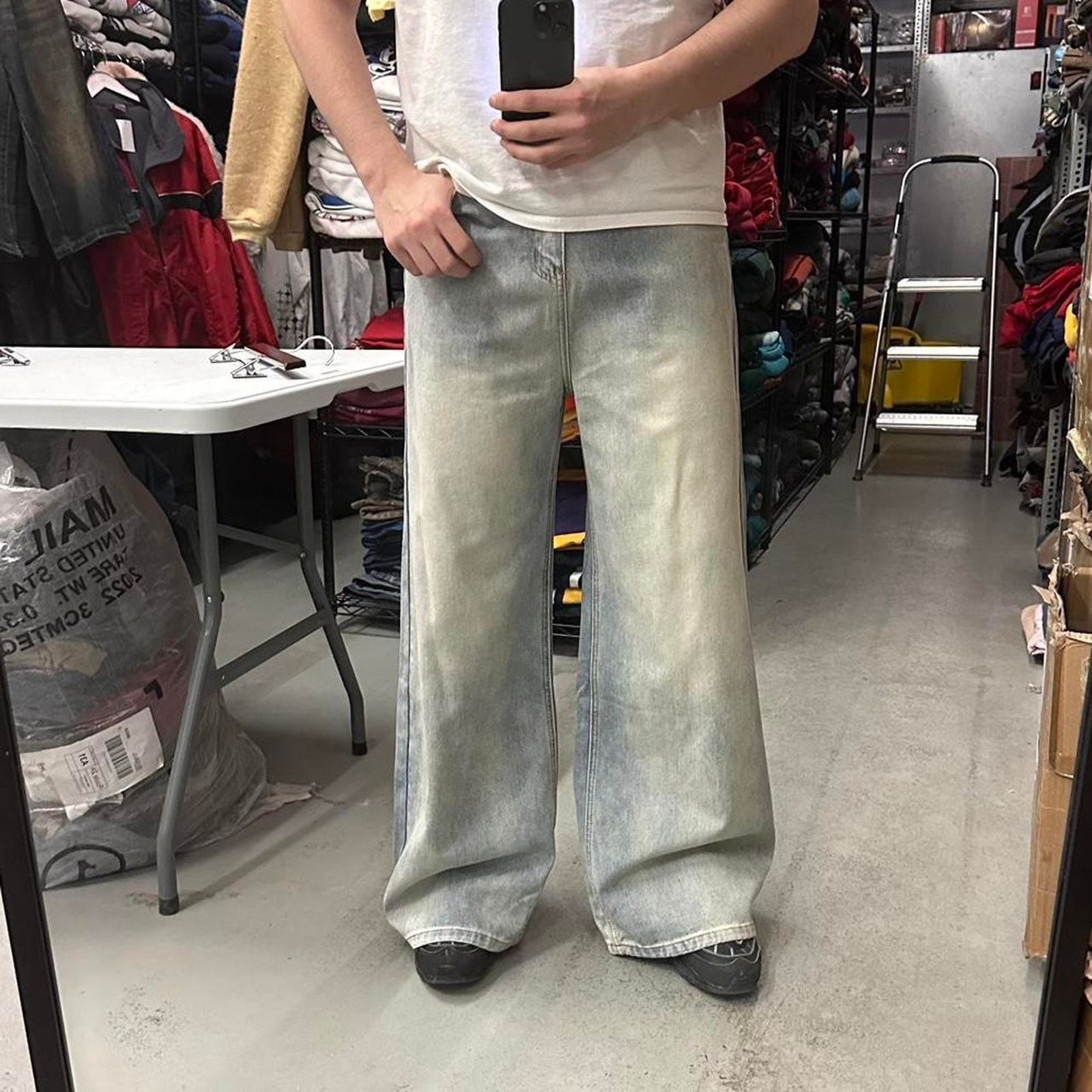 Vintage BLEACH WASH WIDE LEG BAGGY DENIM 28 WAIST Size US 28 / EU 44 - 3 Thumbnail