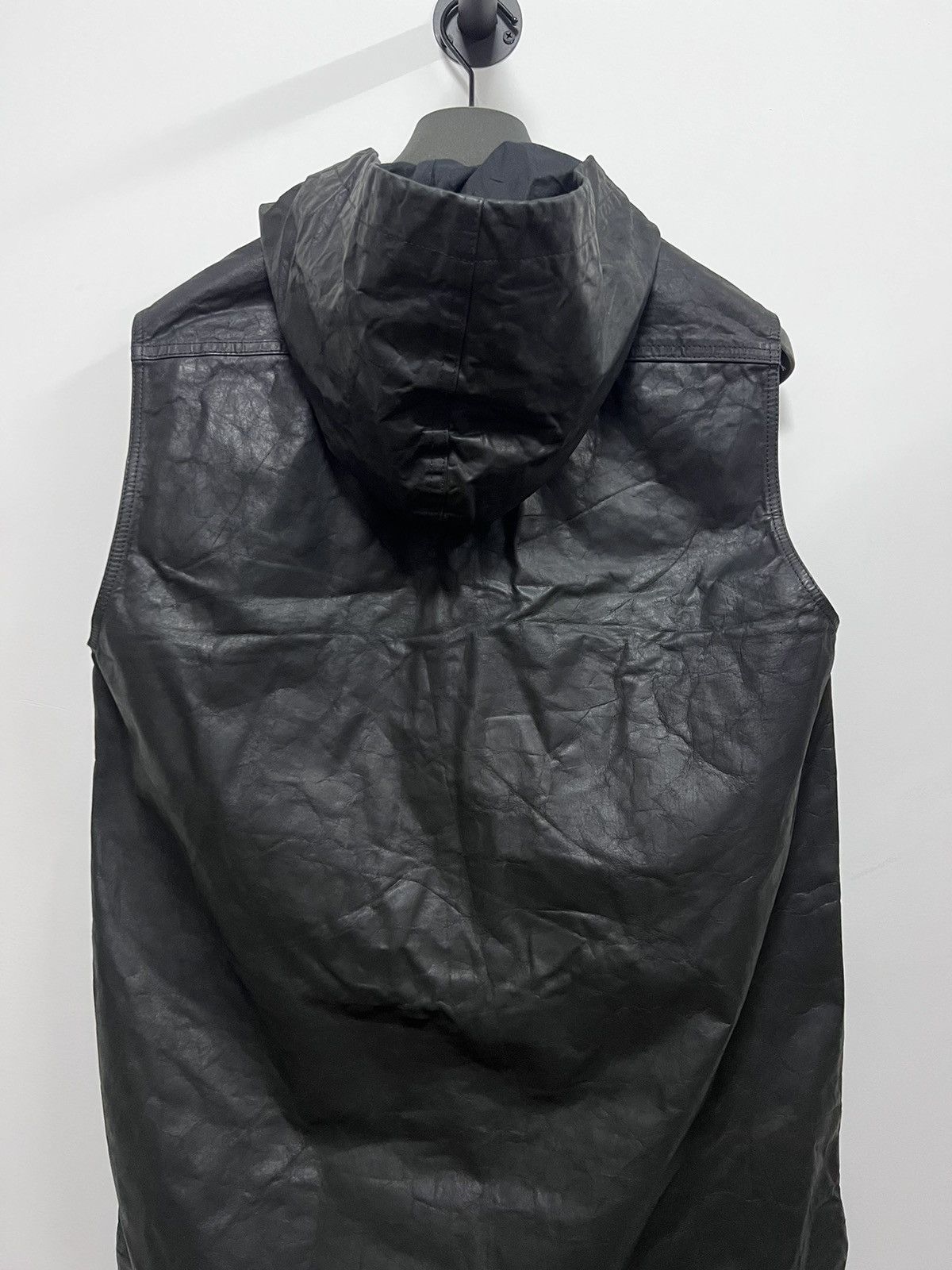 Rick Owens Rick Owens LeatherSleeveless Hoodie Hooded Vest Size US S / EU 44-46 / 1 - 5 Thumbnail