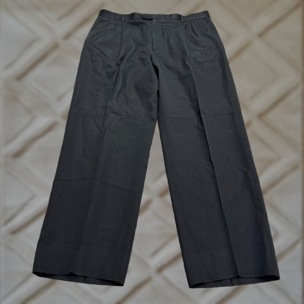 Zanella VINTAGE Zanella 90s Wool Dress Pants Mens 38x31 Black Straight Leg Classic Designer Size US 38 / EU 54 - 1 Thumbnail