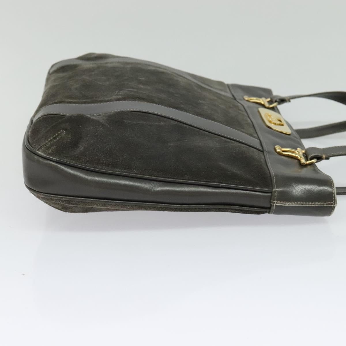 Celine CELINE Hand Bag Suede Leather Gray Gold Size ONE SIZE - 5 Thumbnail