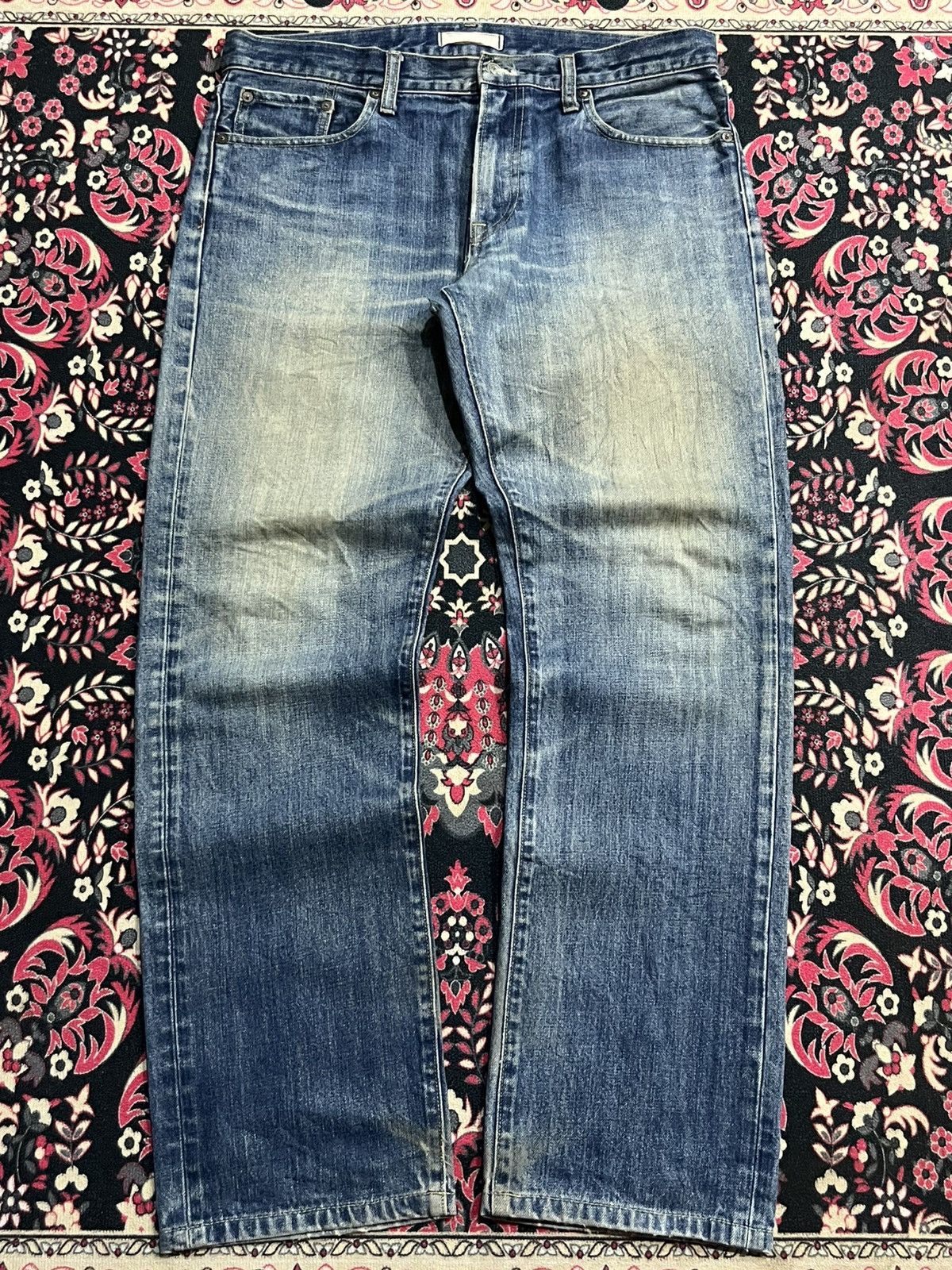 Undercover × Uniqlo Vintage Y2K Uniqlo Blue Faded Washed Straight Leg Jeans Size US 32 / EU 48 - 1 Thumbnail