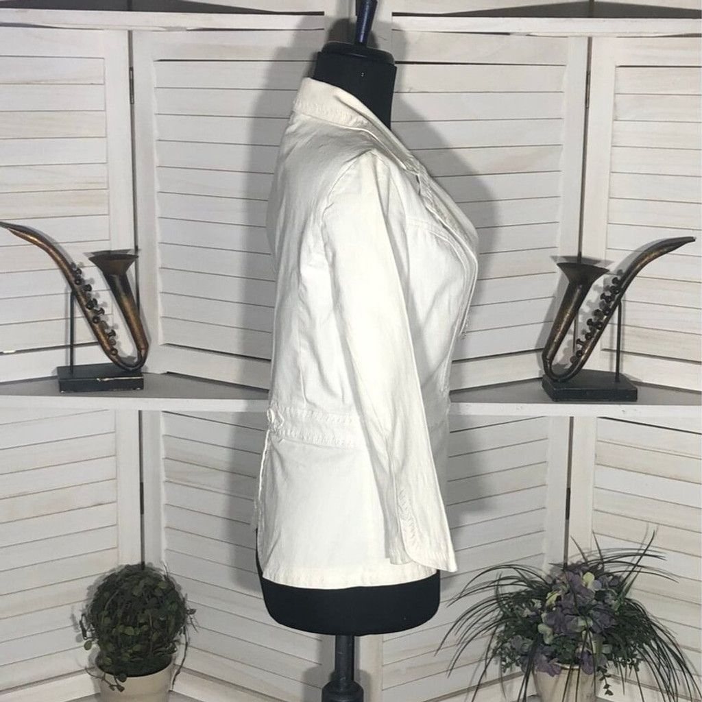 Vintage Apostrophe Embroidered Blazer Button Front Cream Off White 2 Size XS / US 0-2 / IT 36-38 - 7 Thumbnail