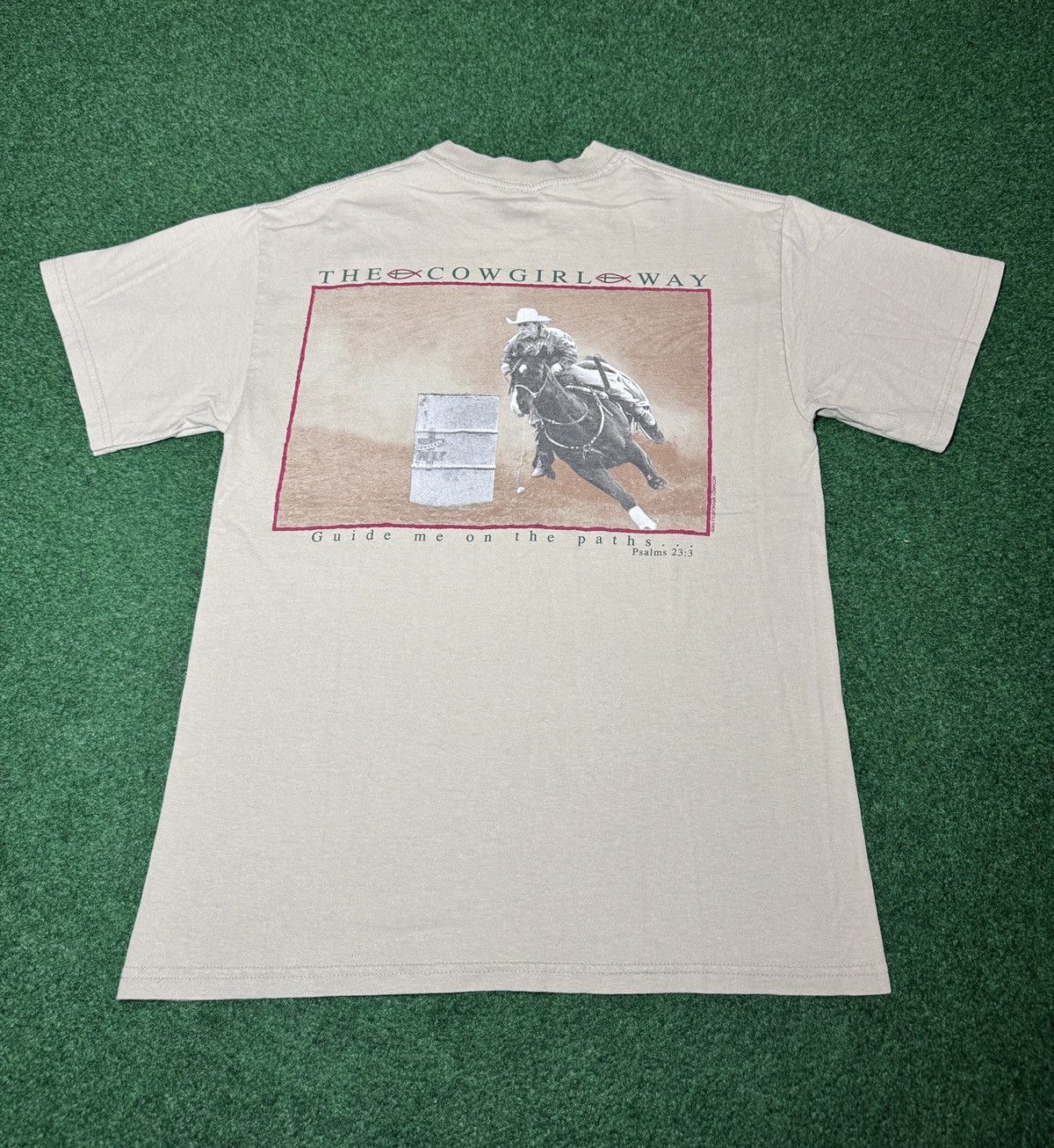 Vintage The Cowgirl Way Cowboy Brand Guide Me Psalm 23:3 T Shirt Size M / US 6-8 / IT 42-44 - 1 Thumbnail