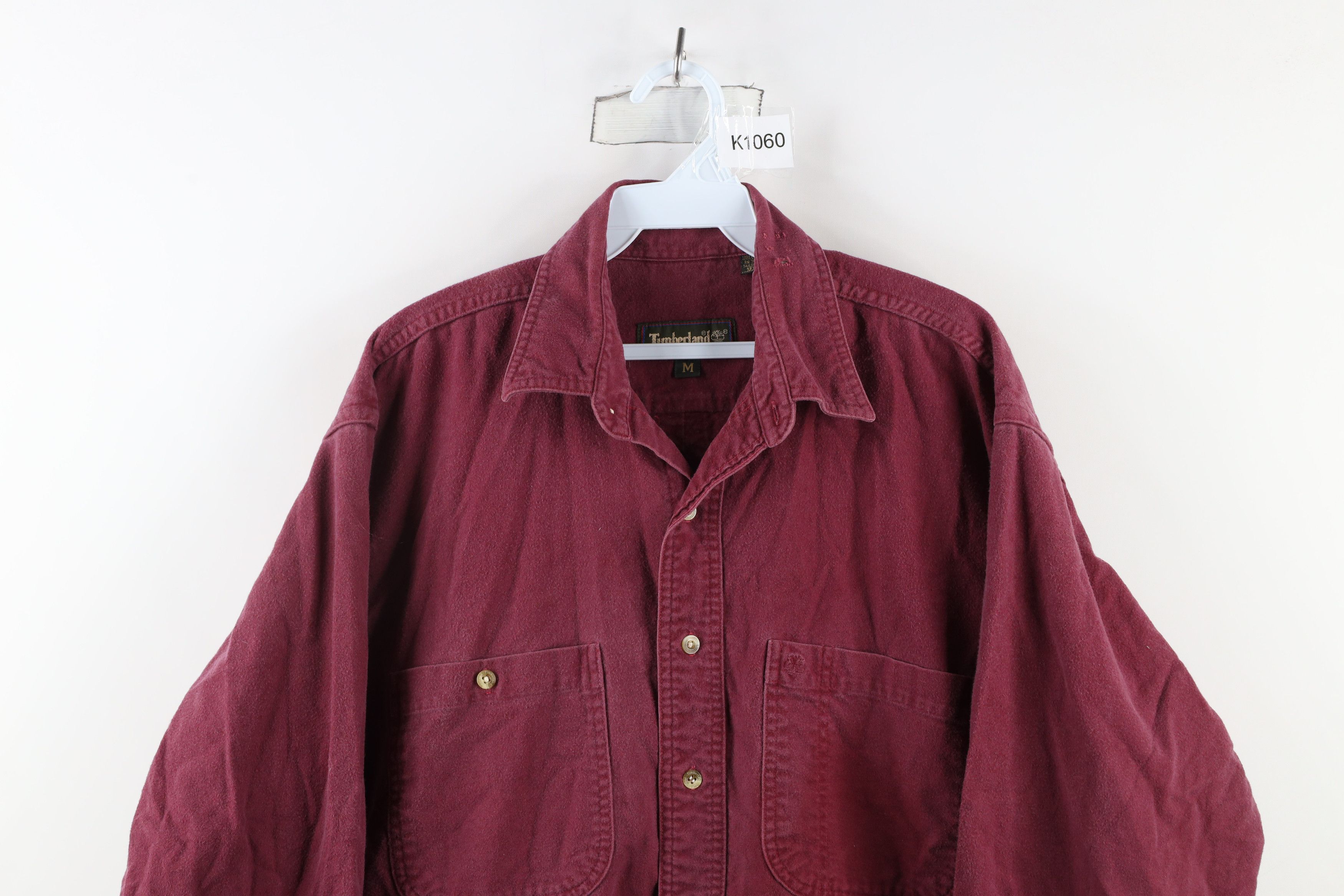 Timberland × Vintage Vintage 90s Timberland Chamois Cloth Button Shirt Red Size US M / EU 48-50 / 2 - 2 Thumbnail