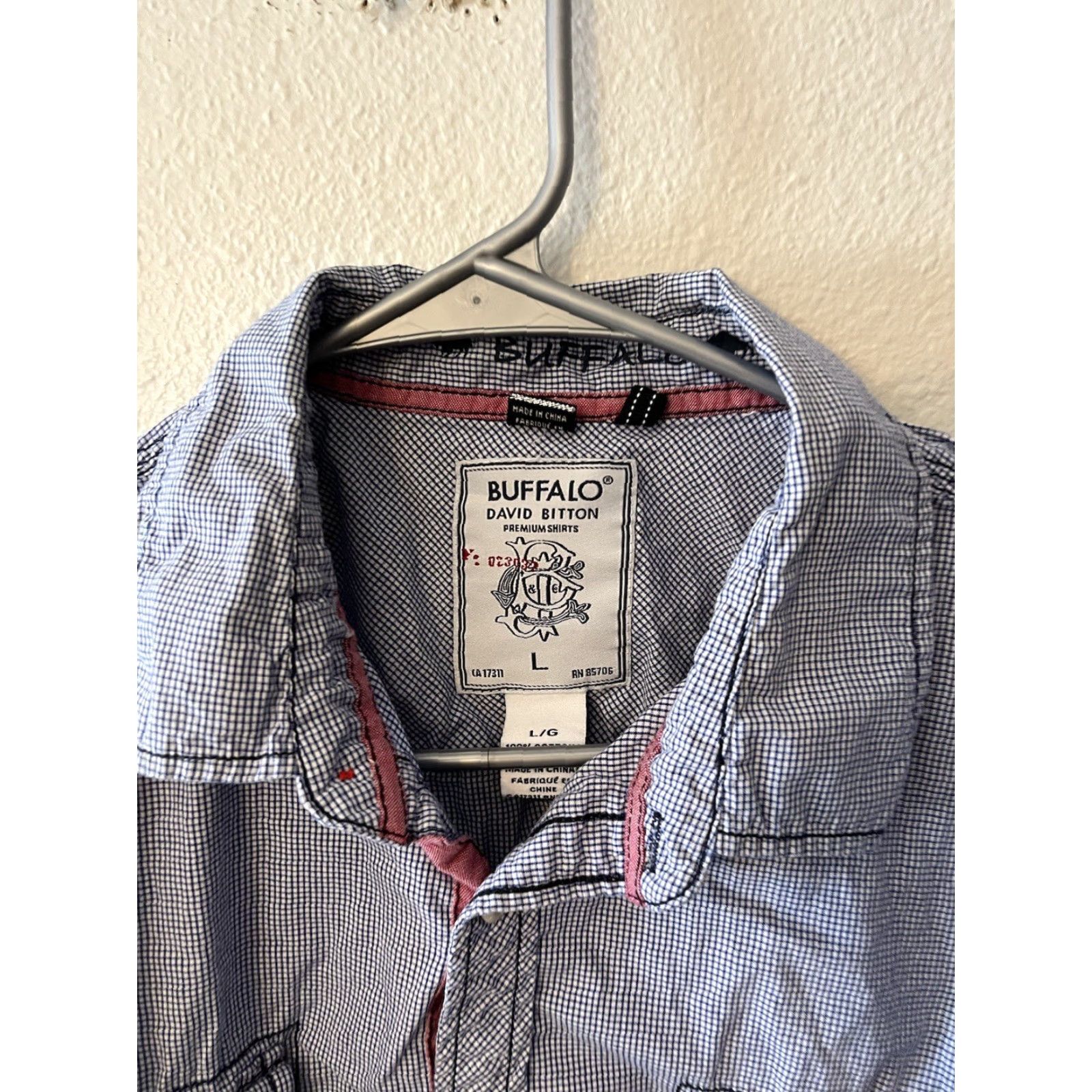 Buffalo David Bitton Buffalo by David Bitton Men's Blue Check Short Sleeve Button-Down Shirt L Size US L / EU 52-54 / 3 - 3 Thumbnail