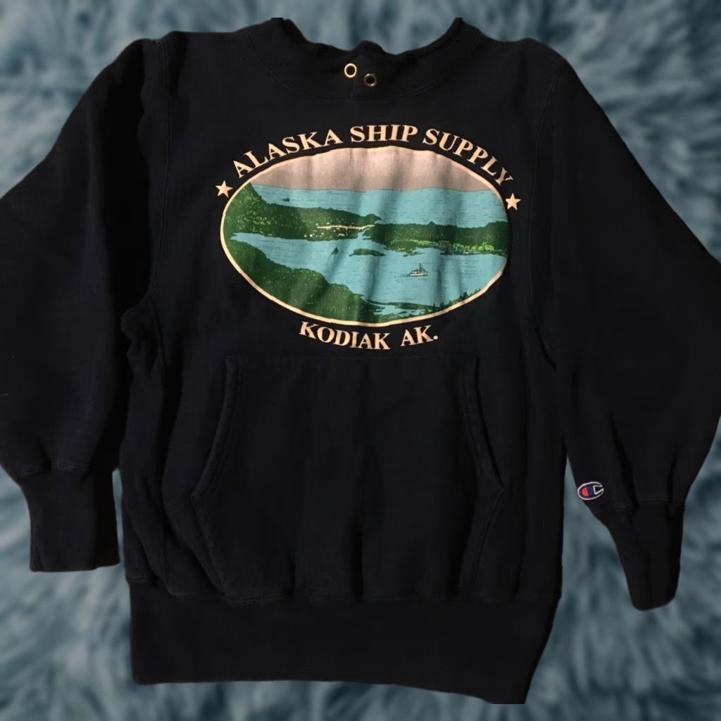 Champion VINTAGE Champion Alaska Ship Supply Reverse Weave Sweatshirt Hoodie S Blue Reversible Maritime 90s Mens Size US S / EU 44-46 / 1 - 1 Thumbnail