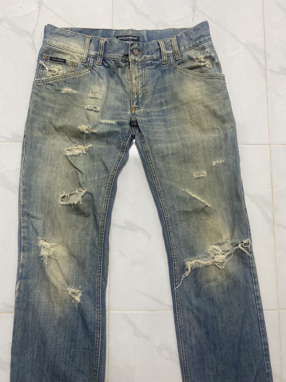 Dolce & Gabbana Dolce & Gabbana Mud Wash Distressed Denim Size US 34 / EU 50 - 4 Thumbnail