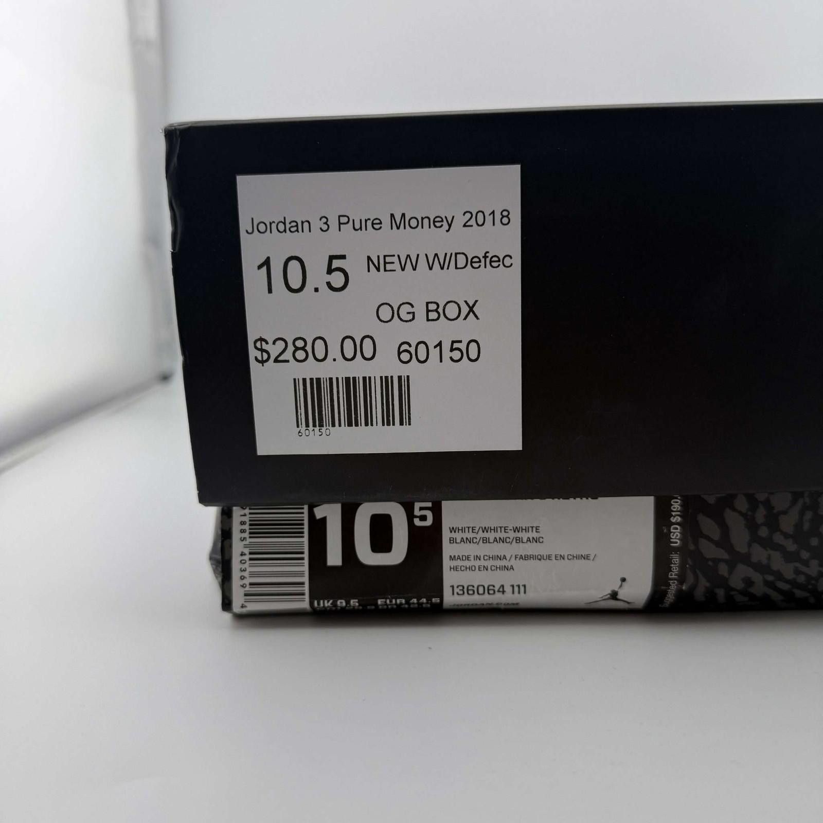 Jordan Brand Jordan 3 Pure Money 2018 White US 10.5 New with Box Size US 10.5 / EU 43-44 - 8 Thumbnail