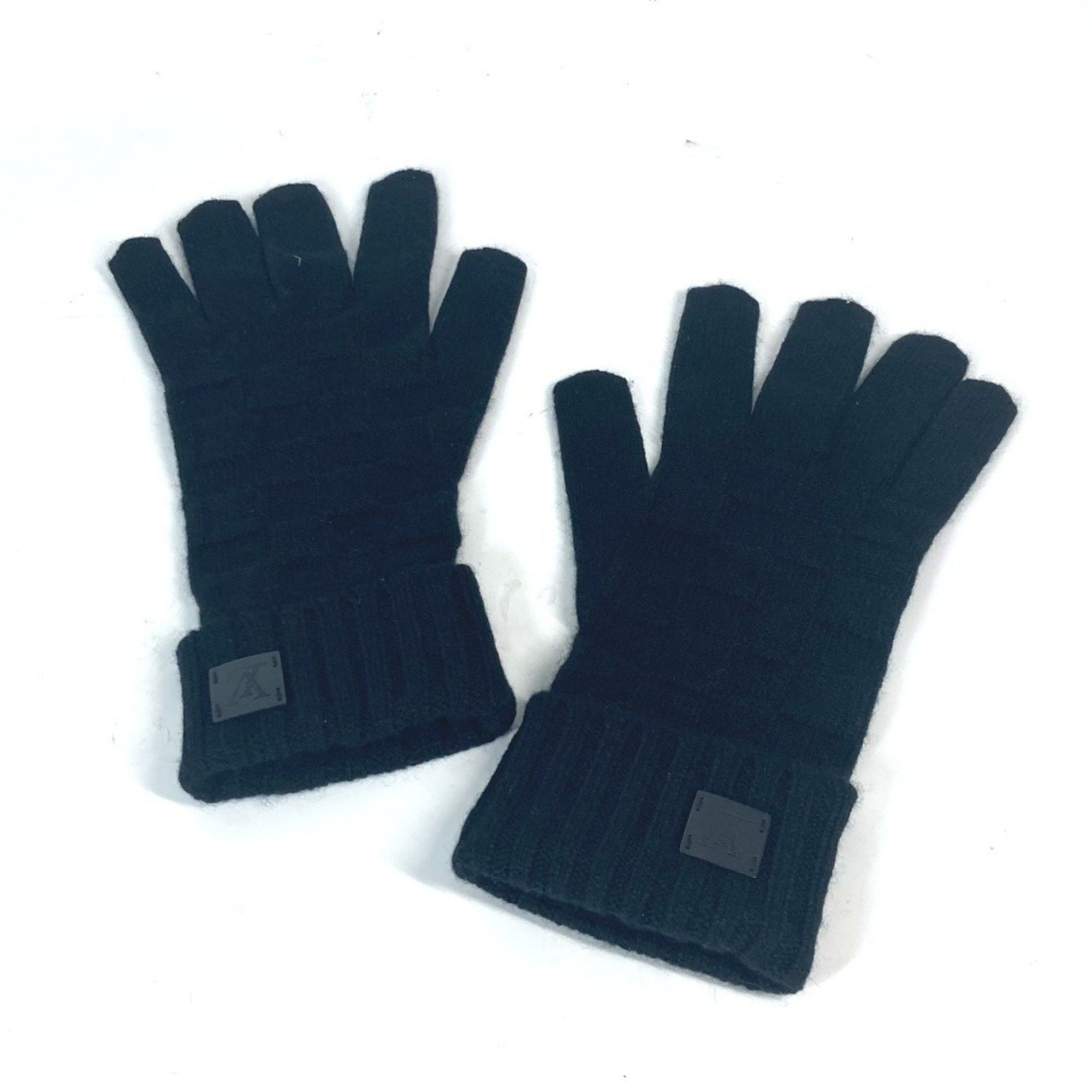Louis Vuitton LOUIS VUITTON M72682 Leather Patch Tag Gon Helsinki Damier Gloves Cashmere Men's Black Size ONE SIZE - 1 Thumbnail