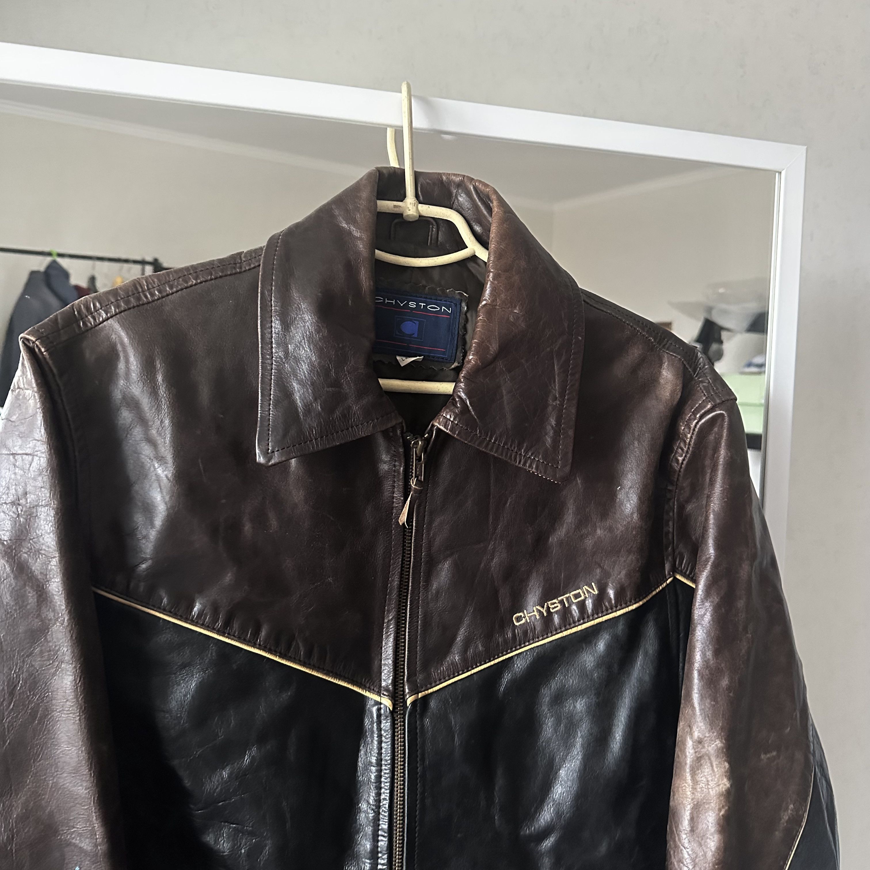 Vintage CHYSTON Avant garde Genuine Leather Brown Vintage Jacket Size US L / EU 52-54 / 3 - 4 Thumbnail