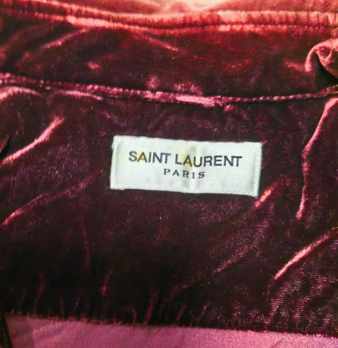 Saint Laurent Paris Saint Laurent Red Velvet Western Shirt. Size US XS / EU 42 / 0 - 2 Thumbnail