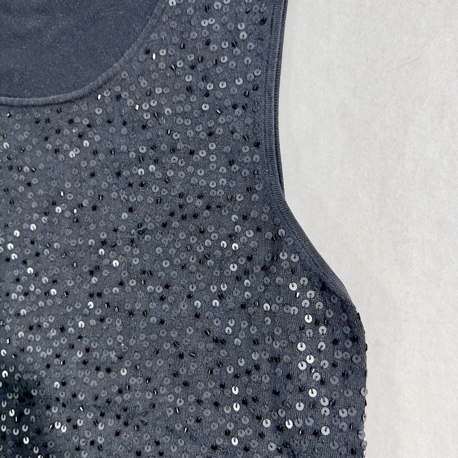 Robert Talbott Talbots Petite Black Sequined Tank Top Woman M Petite Silk Size M / US 6-8 / IT 42-44 - 4 Thumbnail