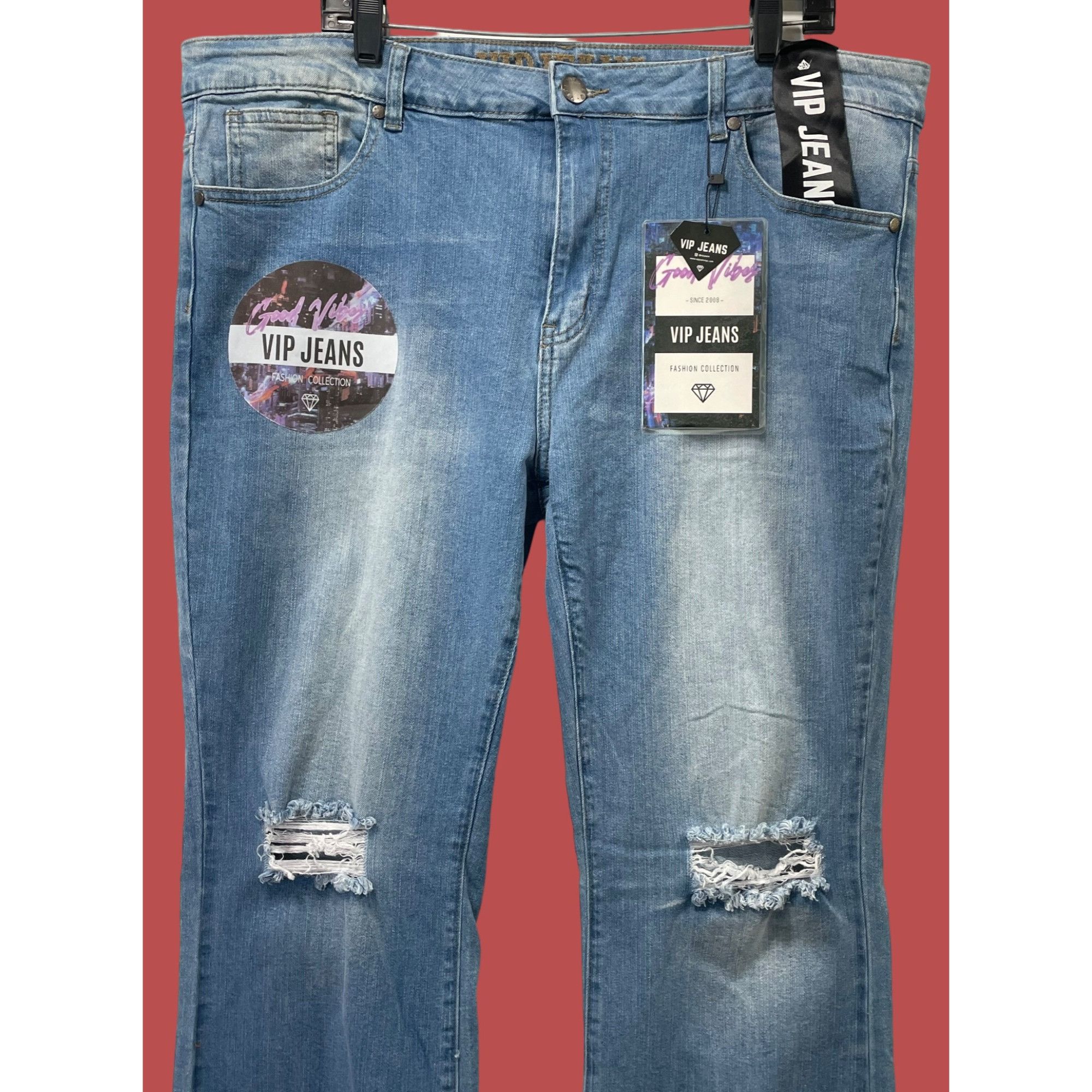 Other Rue + - Women's Sculpting Stretch Jeans Distressed - Blue Wa Size 41" - 12 Thumbnail