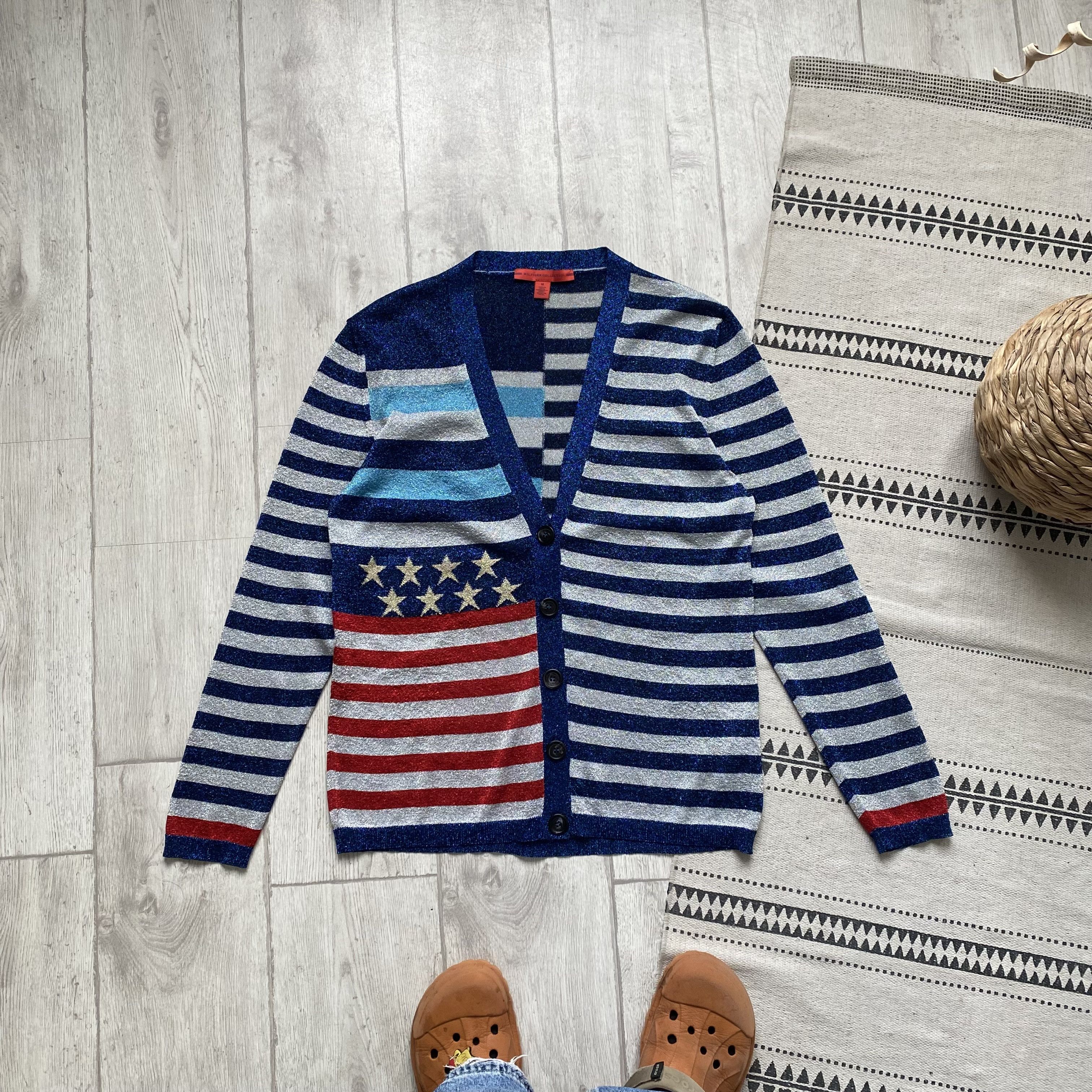 Tommy Hilfiger 🇺🇸 RRP 330$ Luxury Tommy Hilfiger USA flag cardigan Premiu Size M / US 6-8 / IT 42-44 - 1 Thumbnail