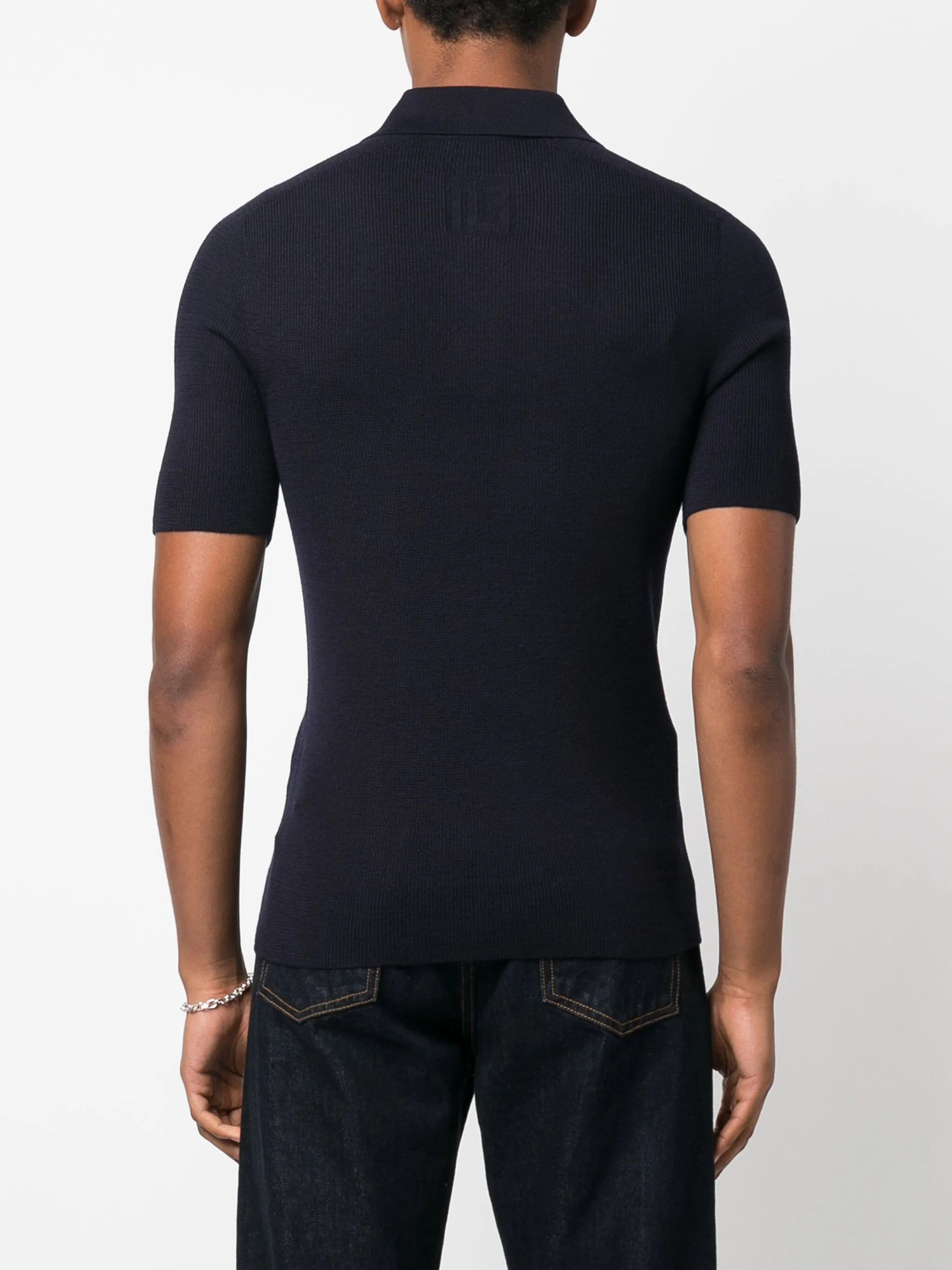 Balmain o1srvl11e1025 Logo Patch Wool Polo Shirt in Navy Size US S / EU 44-46 / 1 - 4 Thumbnail