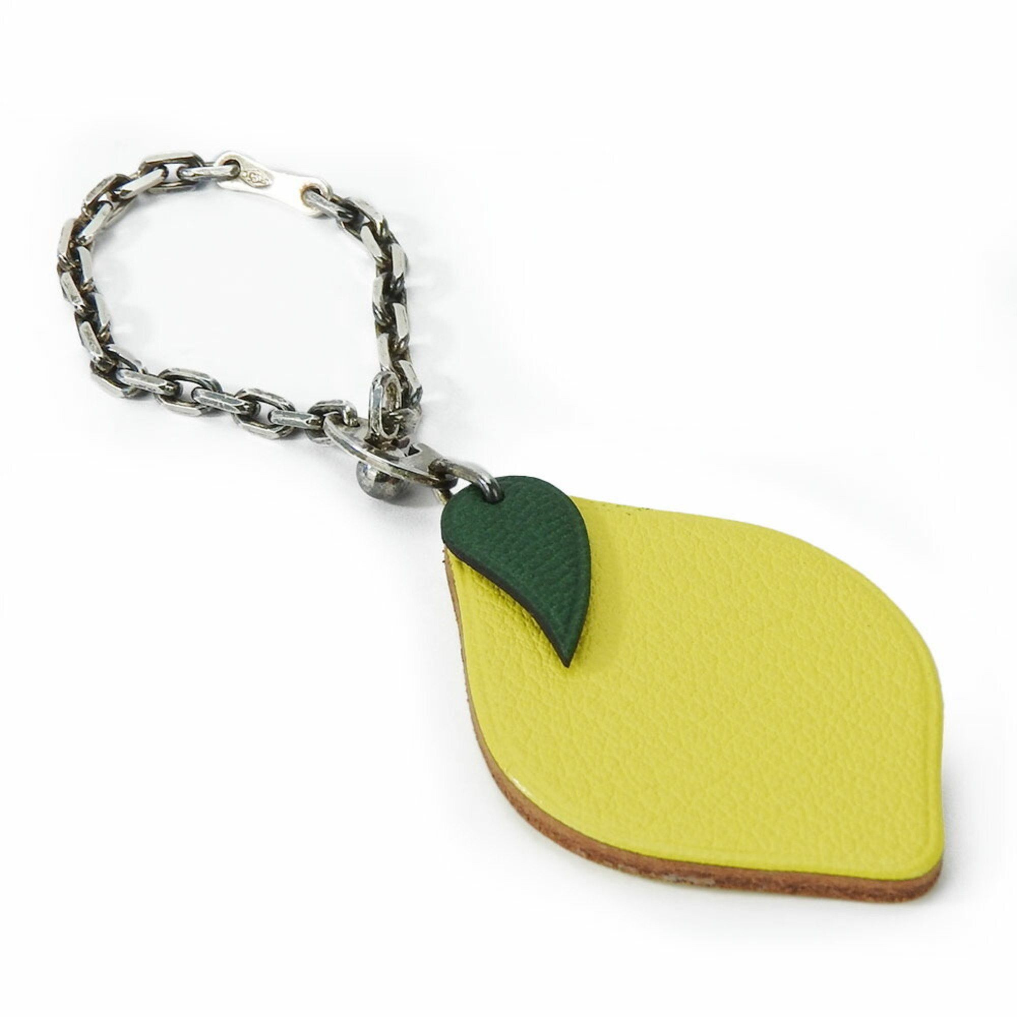 image of Hermes Bag Charm Leather Metal Yellow Fruit Lemon Accessory Women's Hermes