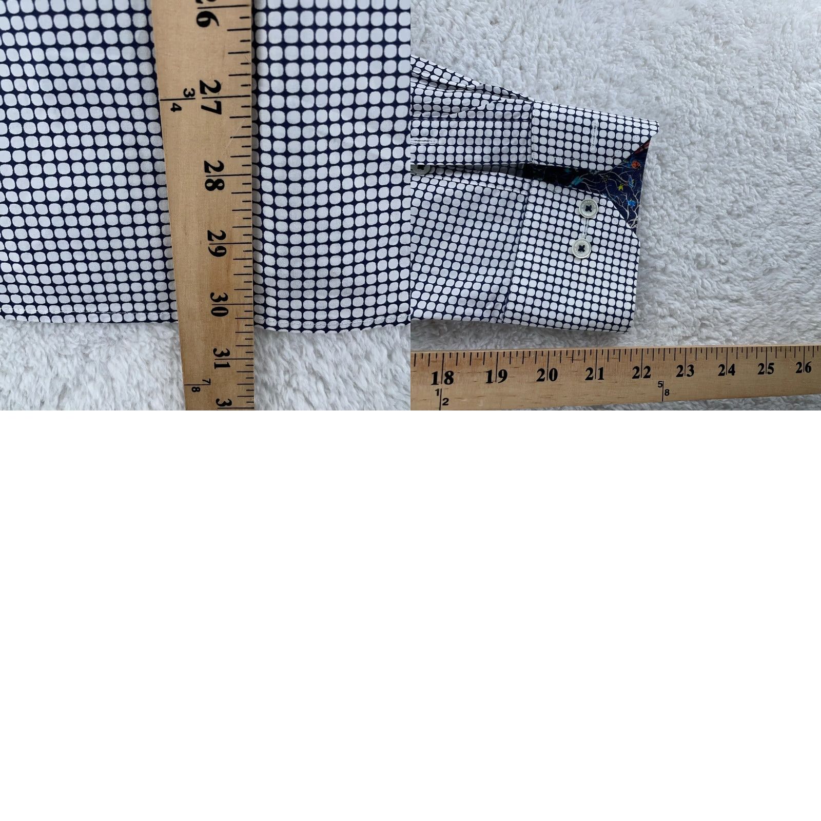 BUGATCHI Bugatchi Uomo Shirt Mens L White Black Polka Dot Shaped Fit Button Up Size US L / EU 52-54 / 3 - 8 Thumbnail