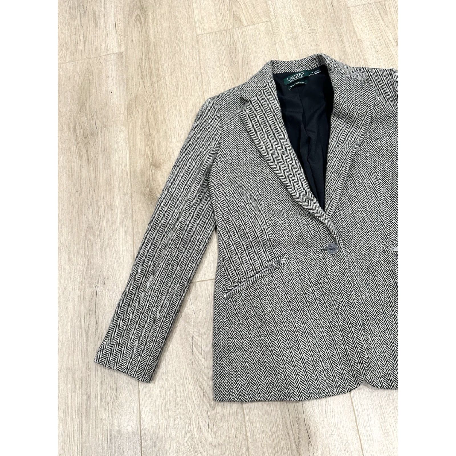 Ralph Lauren VINTAGE Ralph Lauren Blazer Herringbone Tweed Wool Brown/Black Size 8 Womens Regular Jacket Size M / US 6-8 / IT 42-44 - 4 Thumbnail