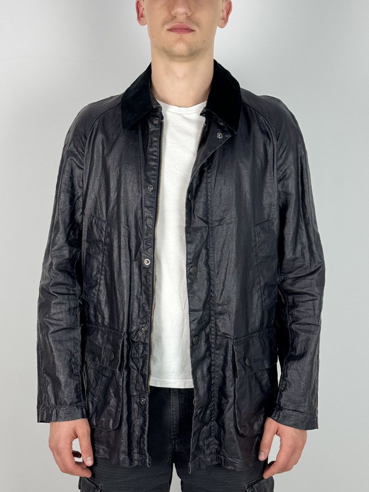 Barbour Barbour Keats Black Linen/Polyurethane Coat Jacket Size US S / EU 44-46 / 1 - 2 Thumbnail
