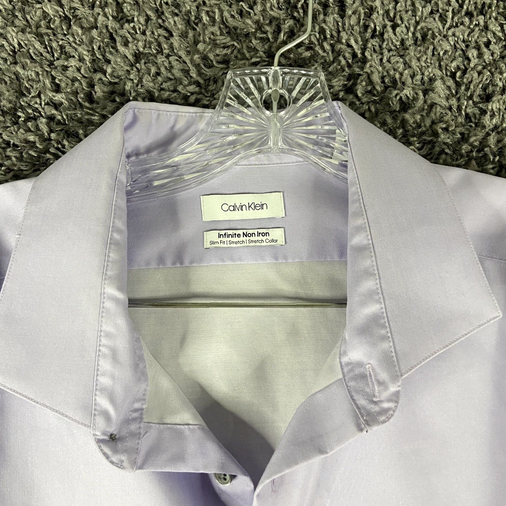 Calvin Klein Calvin Klein Dress Shirt Long Sleeve Men 18.5 34/35 Purple Mens Size 48R - 5 Thumbnail
