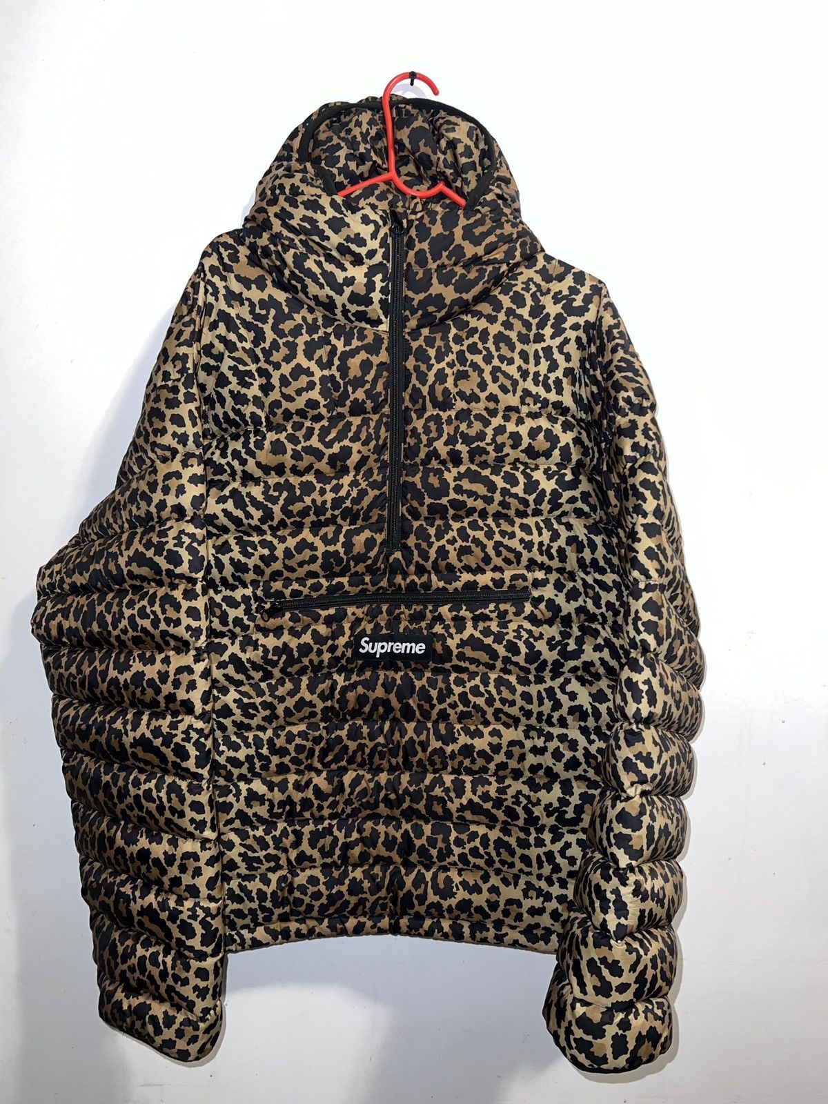 image of Supreme Micro Down Half Zip in Leopard, Men's (Size XL)