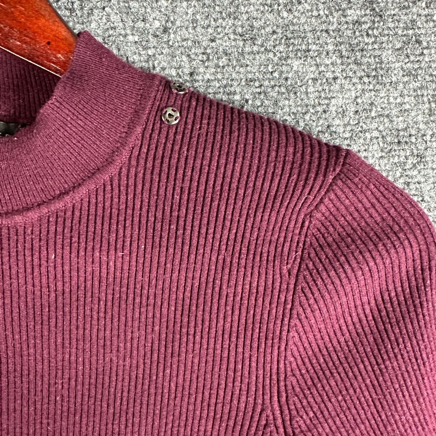 Ted Baker Ted Baker Sweater Womens US 4 Burgundy Ribbed Knit Long Sleeve Pullover Mock Neck Knit Solid Size S / US 4 / IT 40 - 4 Thumbnail
