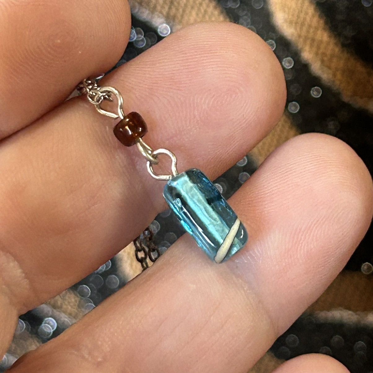 Handmade Handcrafted vintage glass pendant on chain necklace Size ONE SIZE - 1 Thumbnail